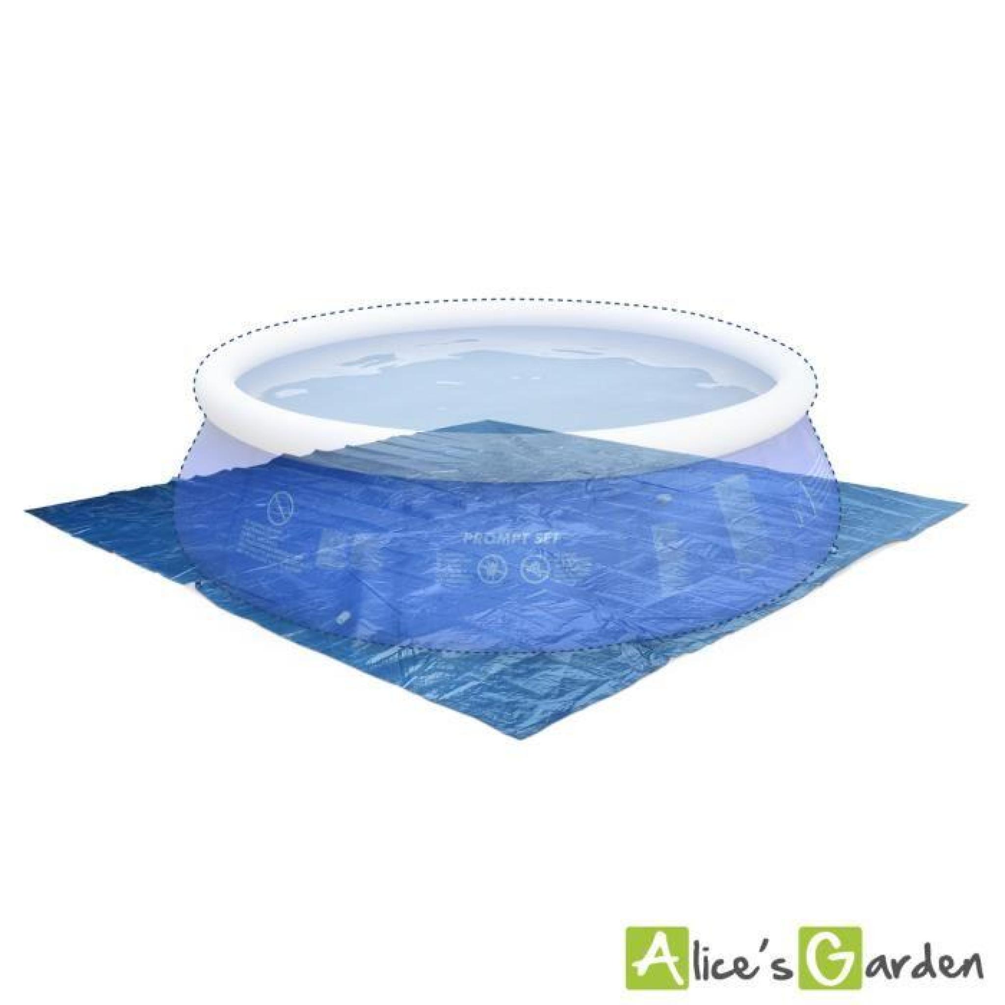 Tapis de sol bleu 390 x 390 cm pour piscine ronde hors sol Ø 360cm, bâche, couverture, protection sol