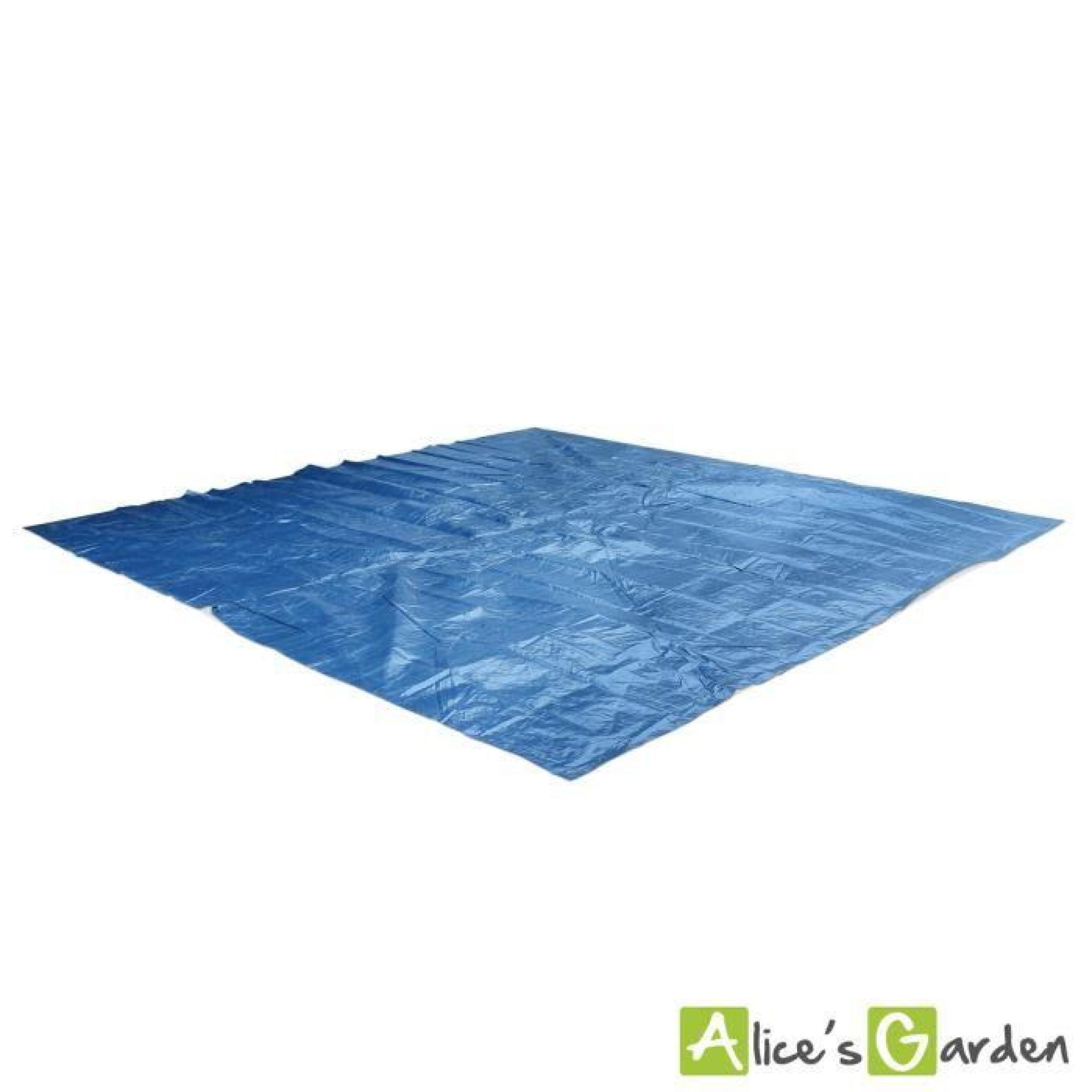 Tapis de sol bleu 390 x 390 cm pour piscine ronde hors sol Ø 360cm, bâche, couverture, protection sol pas cher