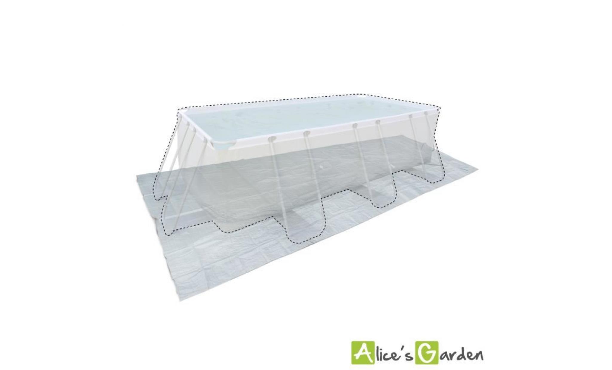 tapis de sol gris 472 x 265 cm pour piscine rectangulaire hors sol 400 x 200 cm, bâche, couverture, protection sol