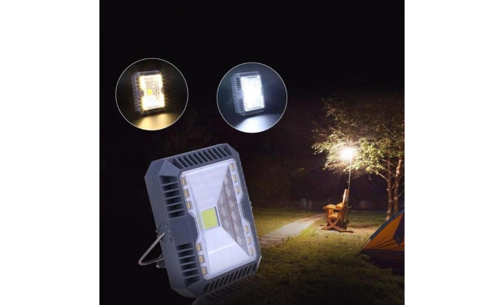 tempsa 5w projecteur solaire usb rechargeable imperméable 3 modes pr camping extérieur