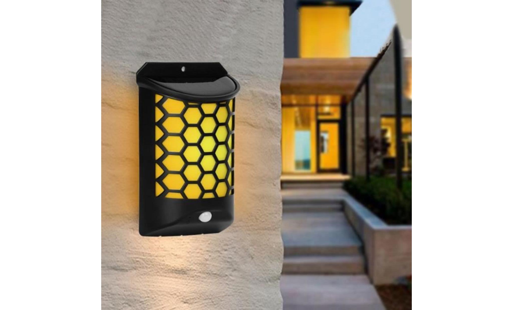 tempsa applique murale exterieure led solaire capteur de mouvement lumière balnc+jaune