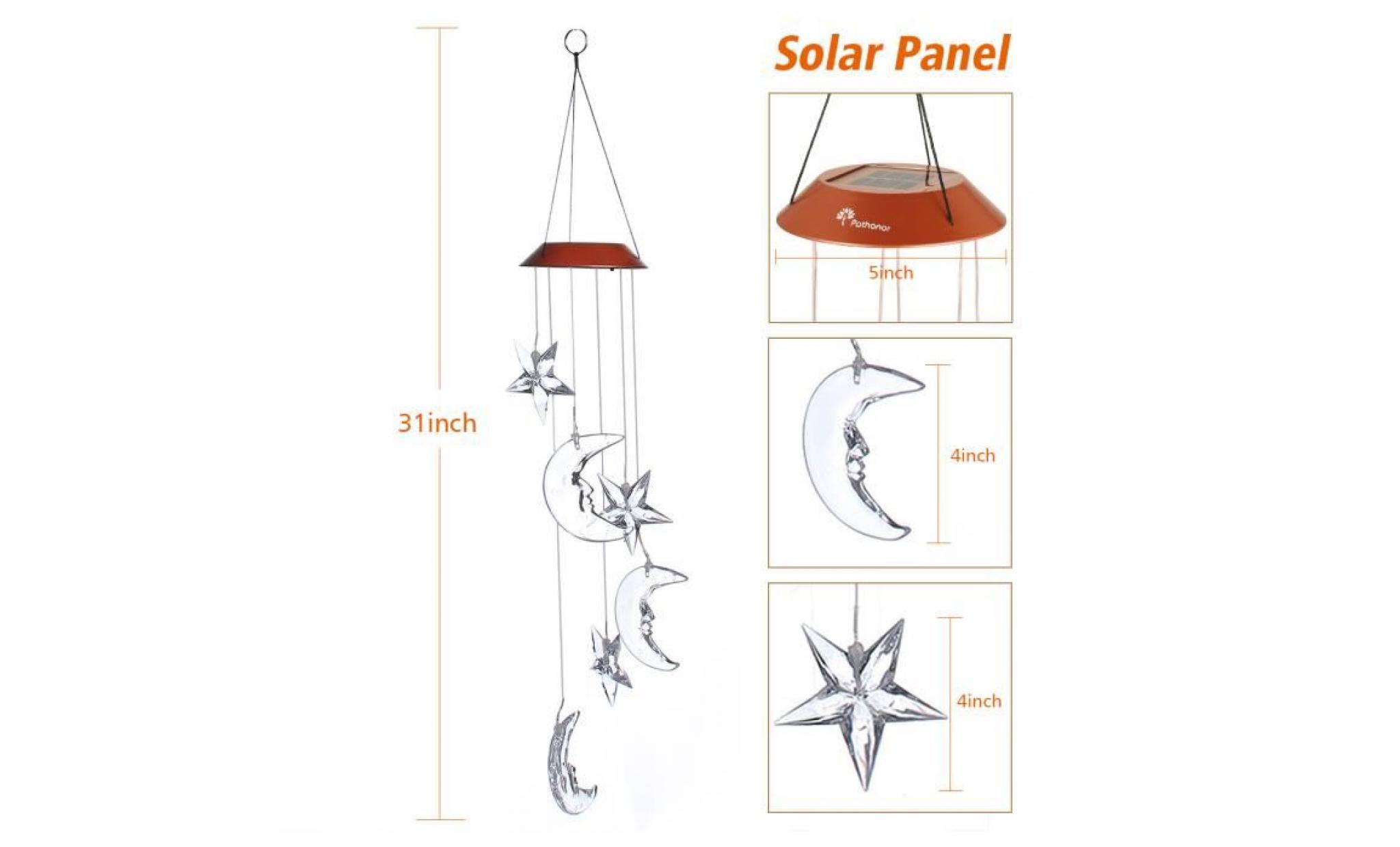 tempsa lustre solaire led carillon éolien à led solar & star  carillon de vent jardinage décor extérieur auto induction pas cher