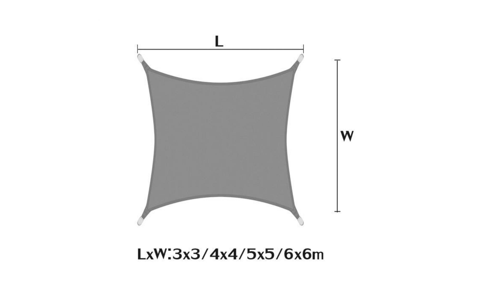 tempsa toile solaire gris carré extra heavy duty shade sail sun extérieur gris 10x10` / 3x3m pas cher