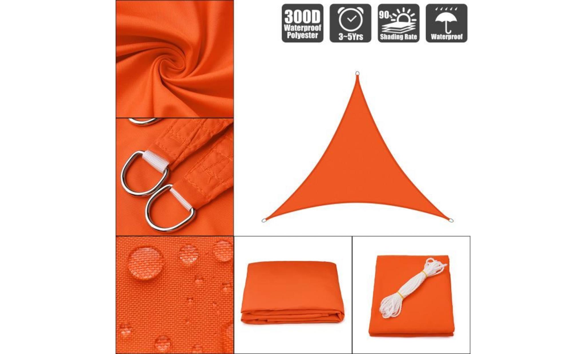 tempsa triangle voile d'ombrage orange toile solaire imperméable orange 10x10x10` / 3x3x3m