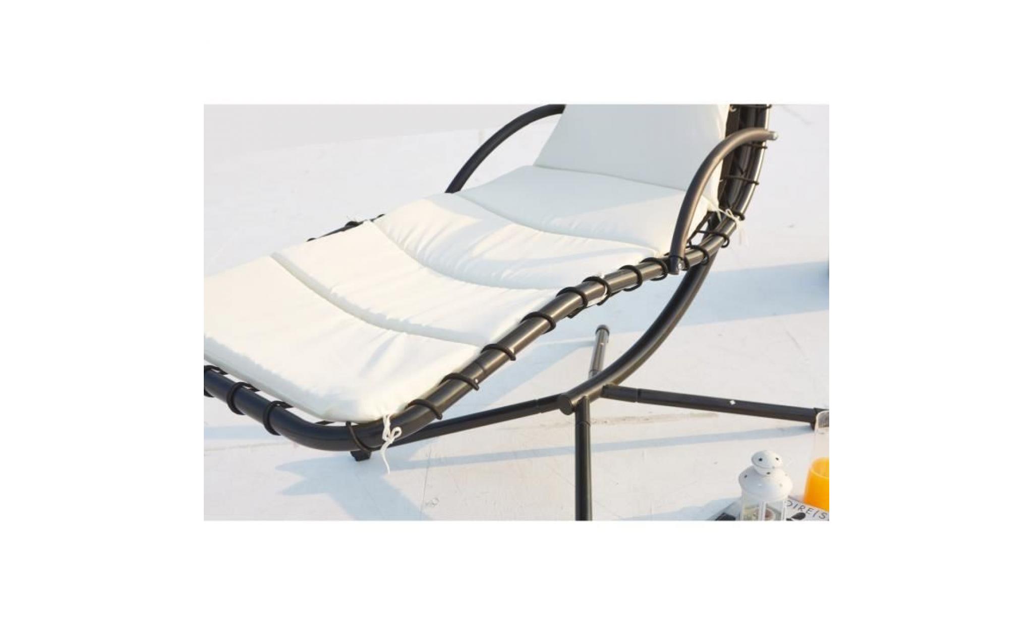 ticana : fauteuil de jardin suspendu blanc avec auvent pas cher