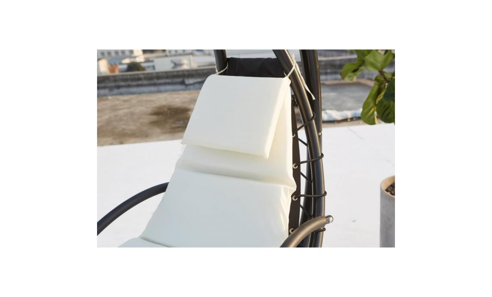 ticana : fauteuil de jardin suspendu blanc avec auvent pas cher