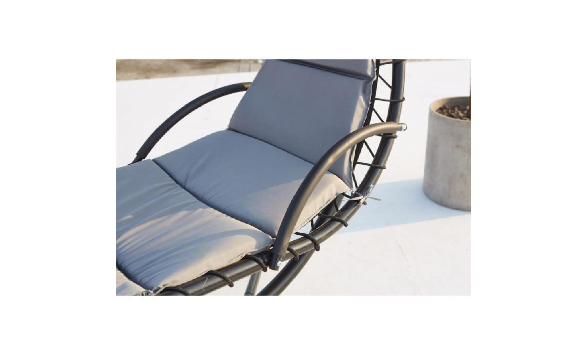 ticana : fauteuil de jardin suspendu gris avec auvent pas cher