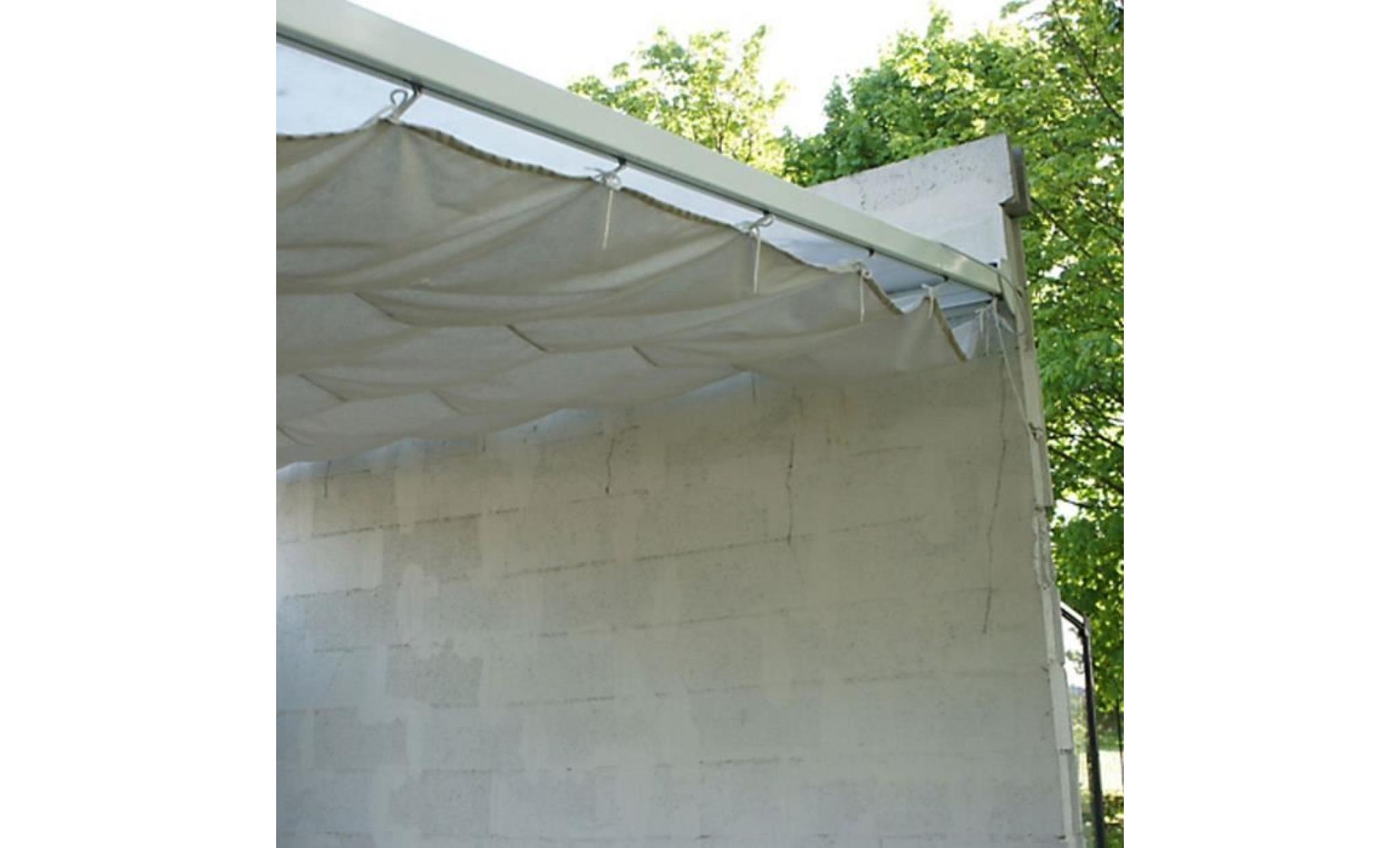 toile d'ombrage coulissante écru pour toit couv' terrasse 3 x 3 m