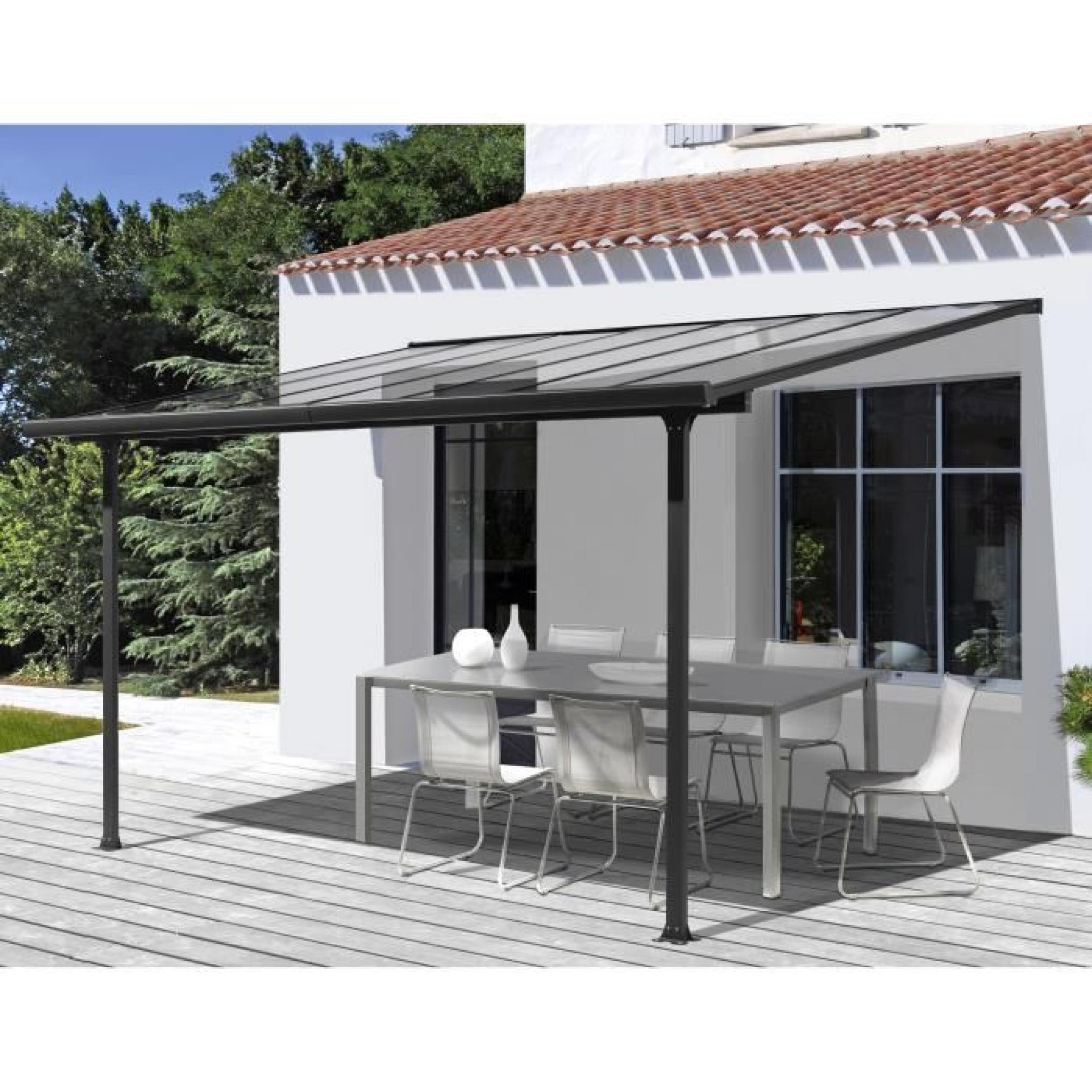 Toit-terrasse aluminium 9,21 m² - 300 x 307 cm - Gris anthracite pas cher