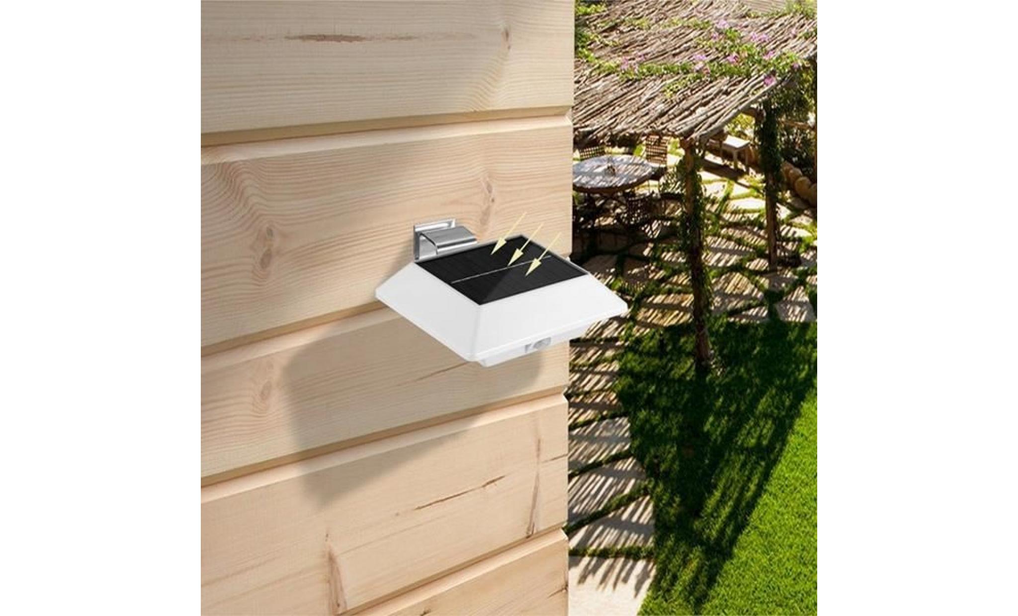 u 3w lampe exterieur capteur solaire 6led clôture extérieure jardin sécurité mur patio blanc chaud capteur pir pas cher