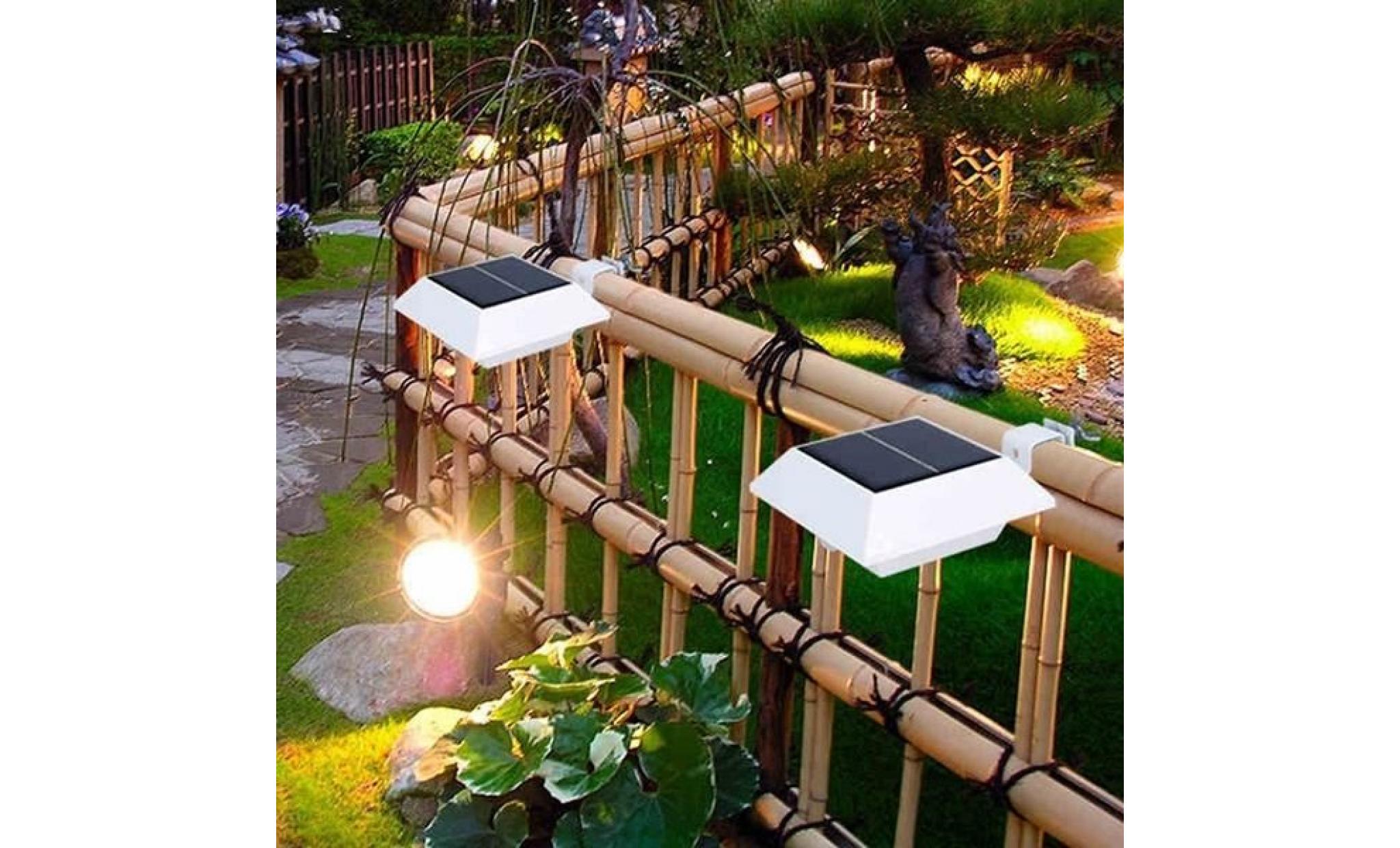 u 3w lampe exterieur capteur solaire 6led clôture extérieure jardin sécurité mur patio blanc chaud capteur de lumière pas cher
