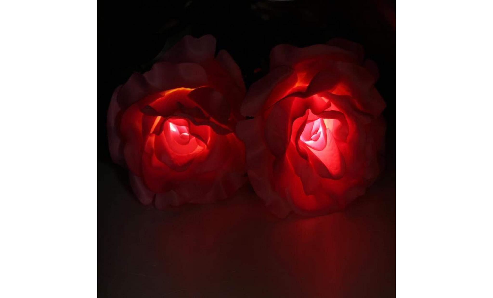 u lampe solaire de jardin 3 led rose en forme de fleur lumière rouge pas cher