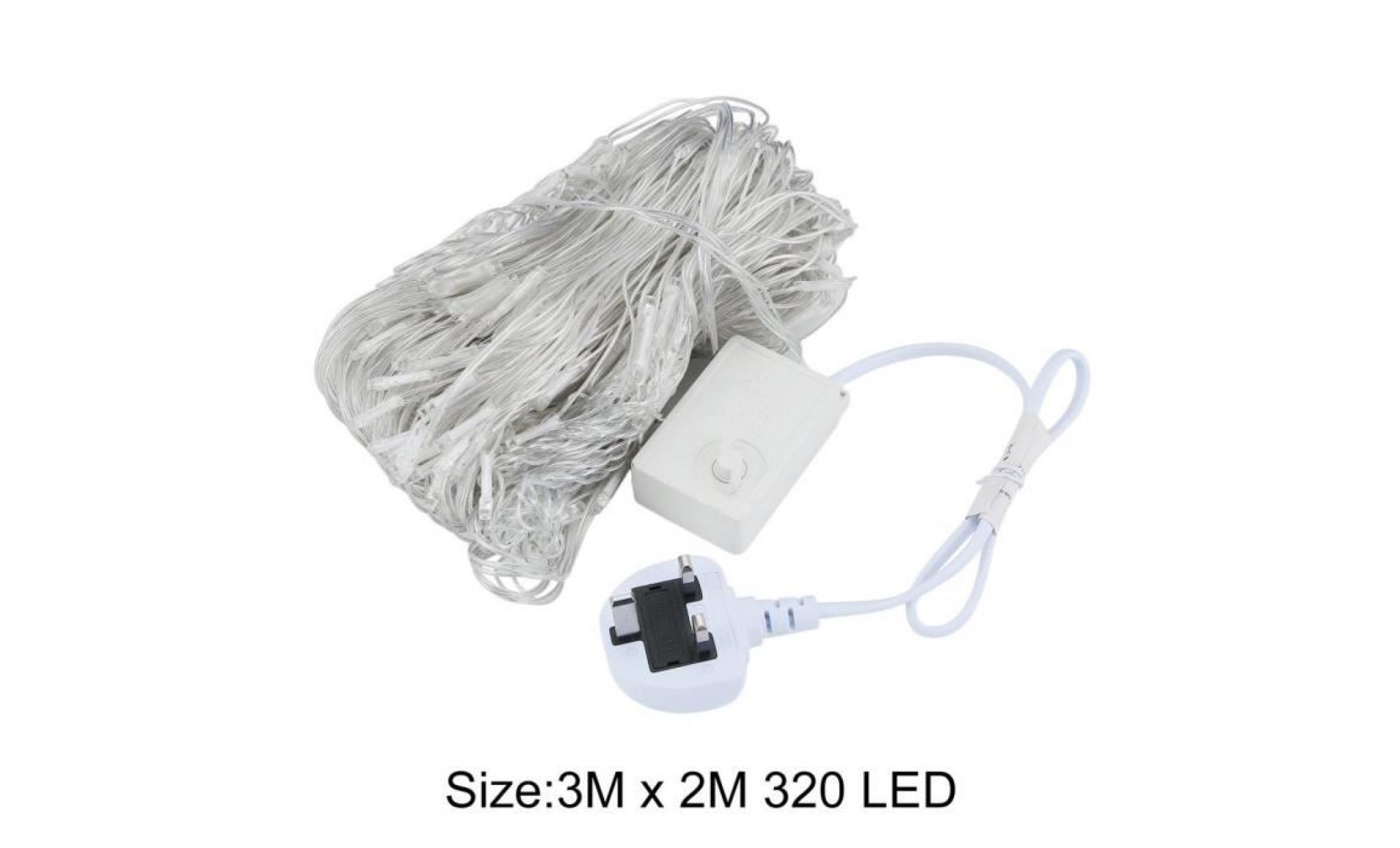 uk prise 2m x 3m lumière de maille warm white led 320pcs (plug de conversion non inclus) pas cher