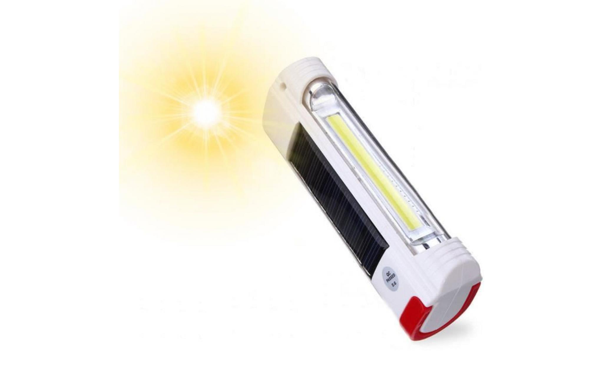 usb énergie solaire rechargeable lampe de poche led camping randonnée lanterne li778789 pas cher