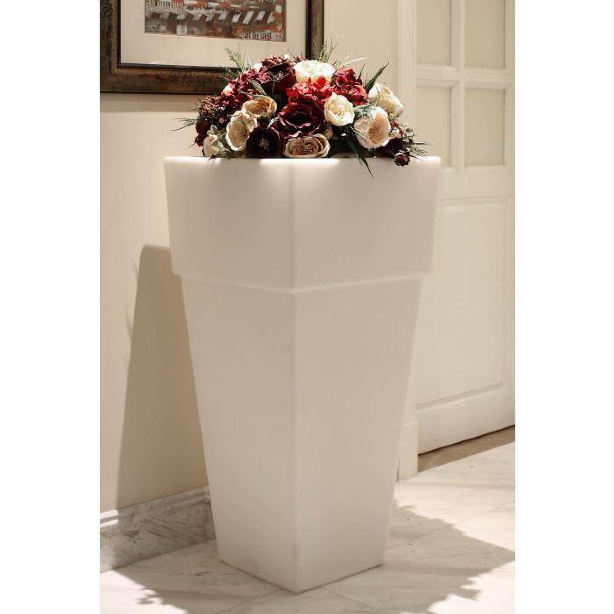 Vase lumineux carré à rebord H 105 cm ampoule E27