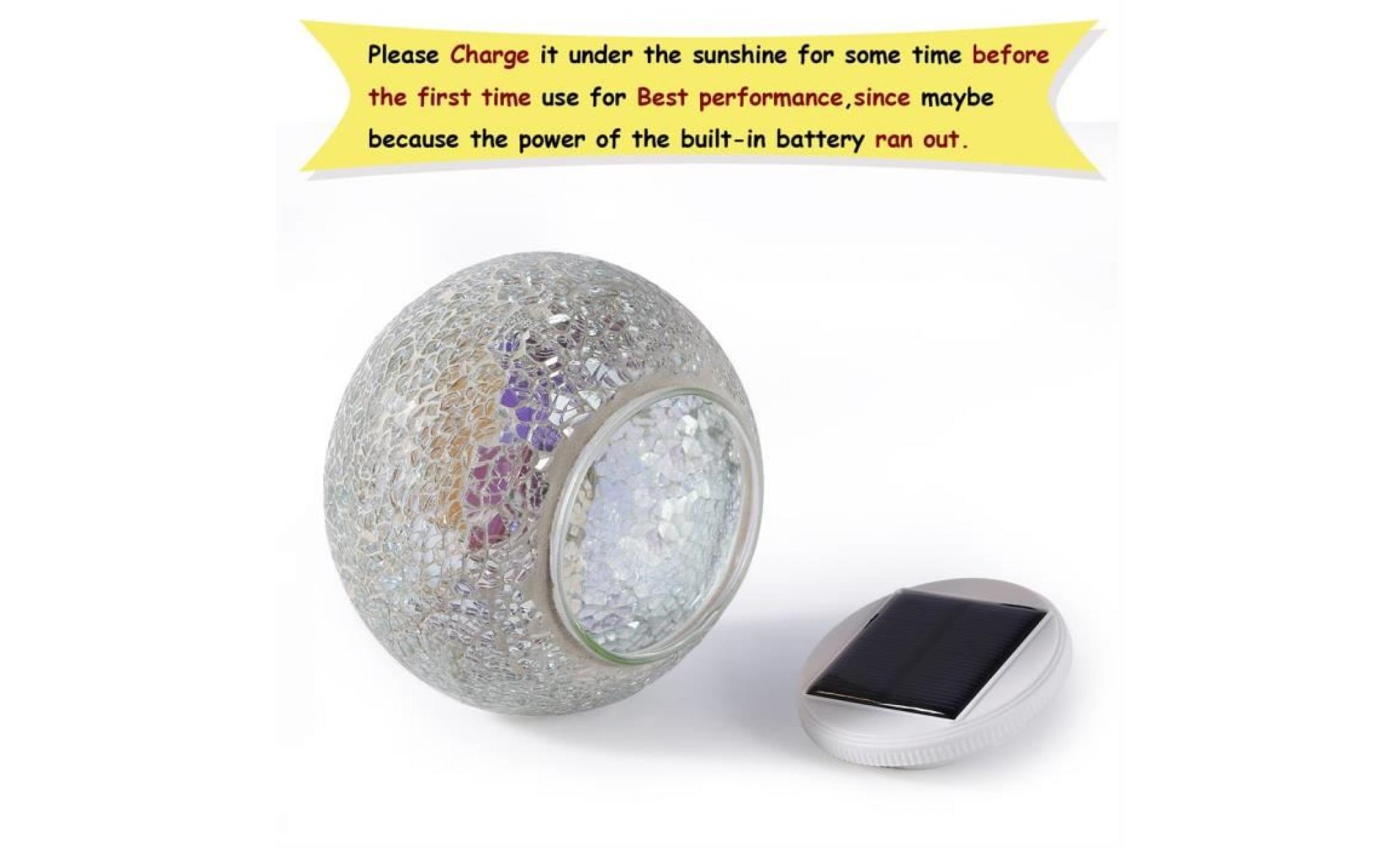 veilleuse pot lampe solaire led en verre changement de couleur déco atmosphère avec effet mosaïque pas cher
