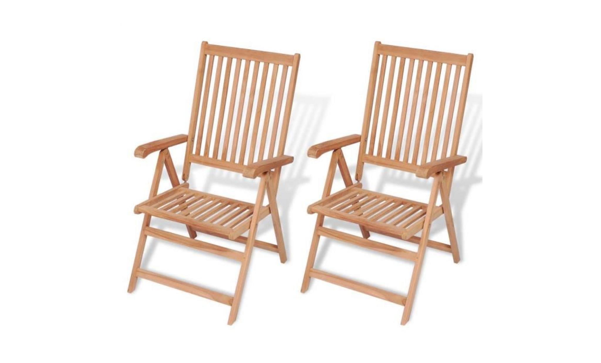 vidaxl chaise inclinable de jardin 2 pièces bois de teck