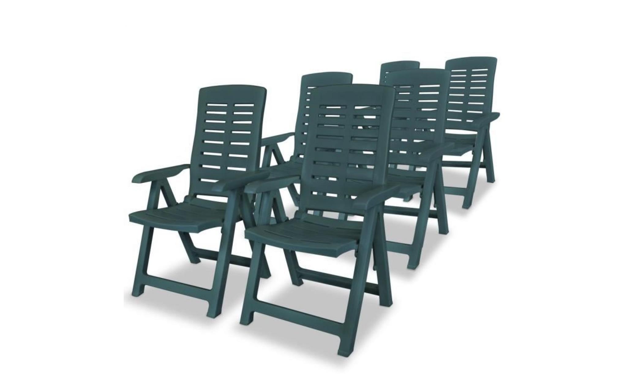 vidaxl chaise inclinable de jardin 6 pcs 60x61x108 cm plastique vert