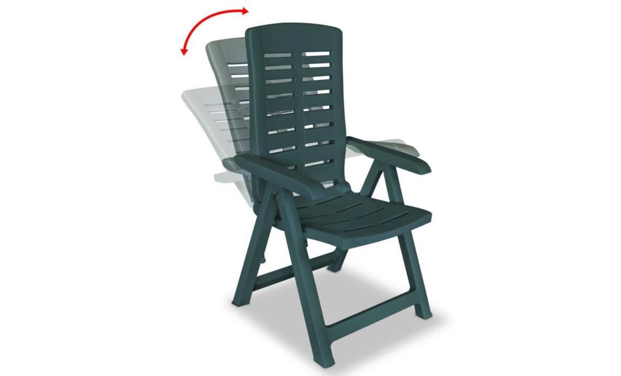 vidaxl chaise inclinable de jardin 6 pcs 60x61x108 cm plastique vert pas cher