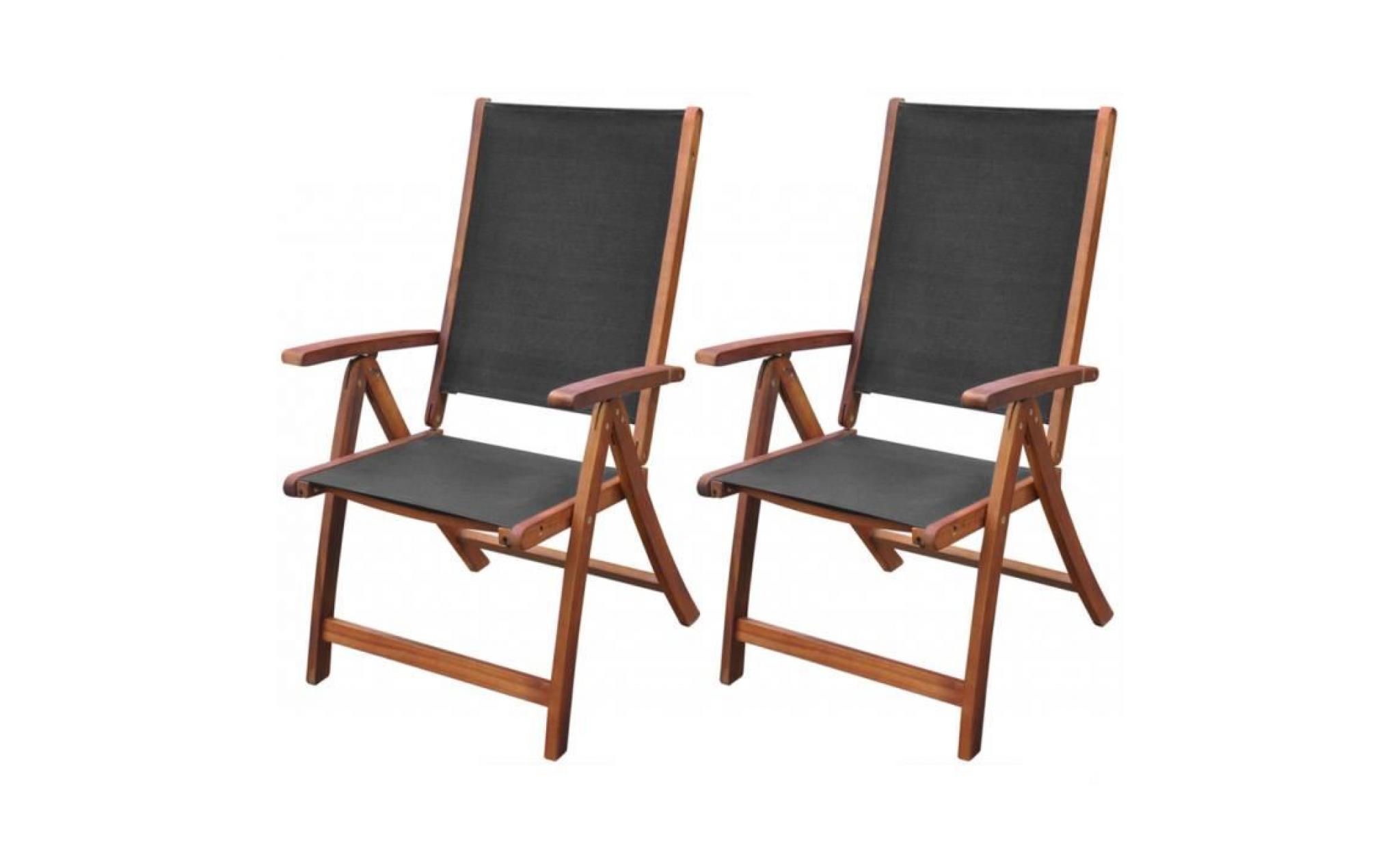 vidaxl chaise pliable 2 pièces en bois d'acacia noir pas cher