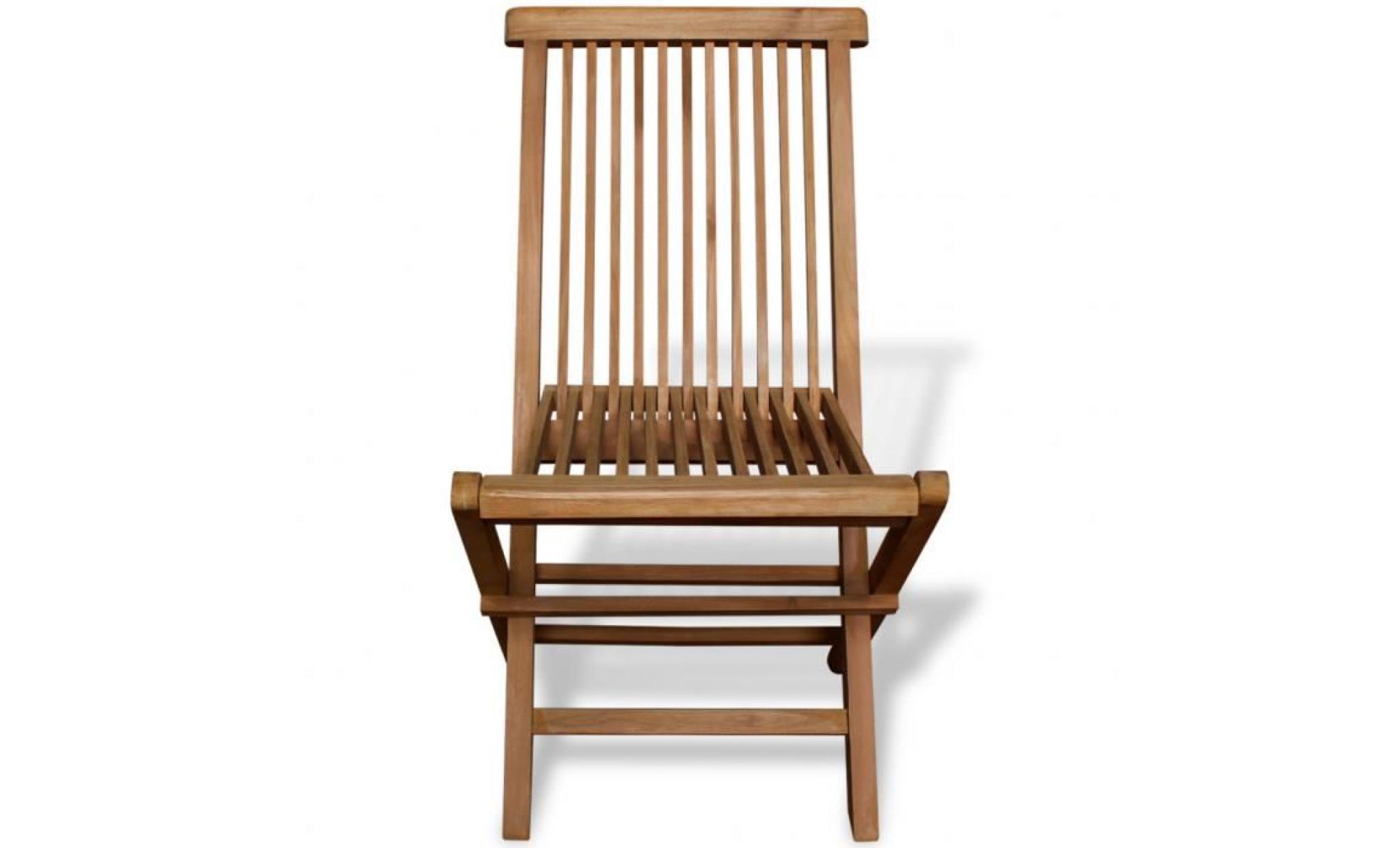 vidaxl chaise pliable en teck 2 pièces 47 x 60 x 89 cm pas cher