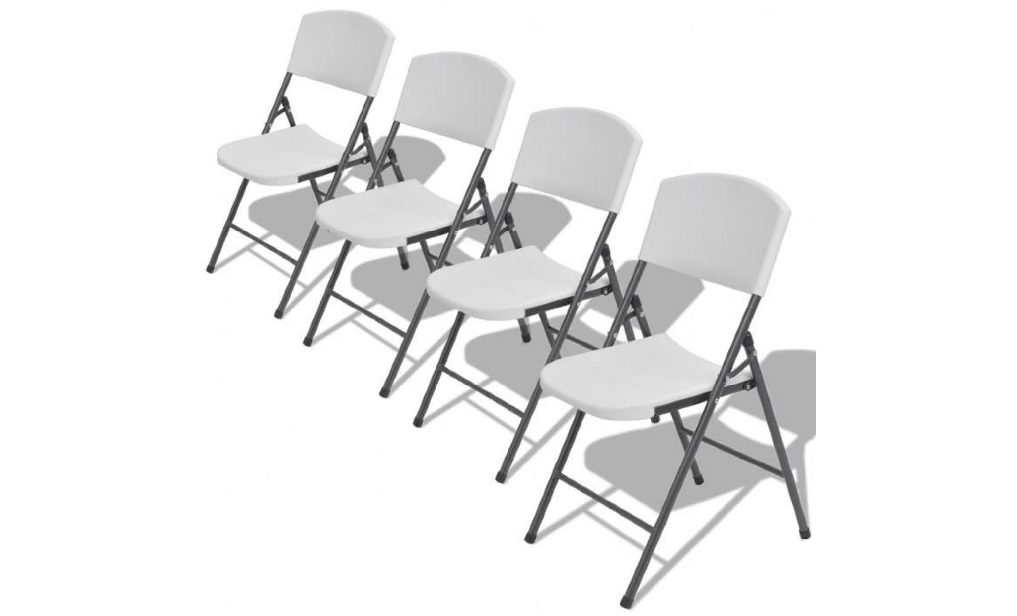 vidaxl chaises de jardin pliantes 4 pièces pe hd blanc