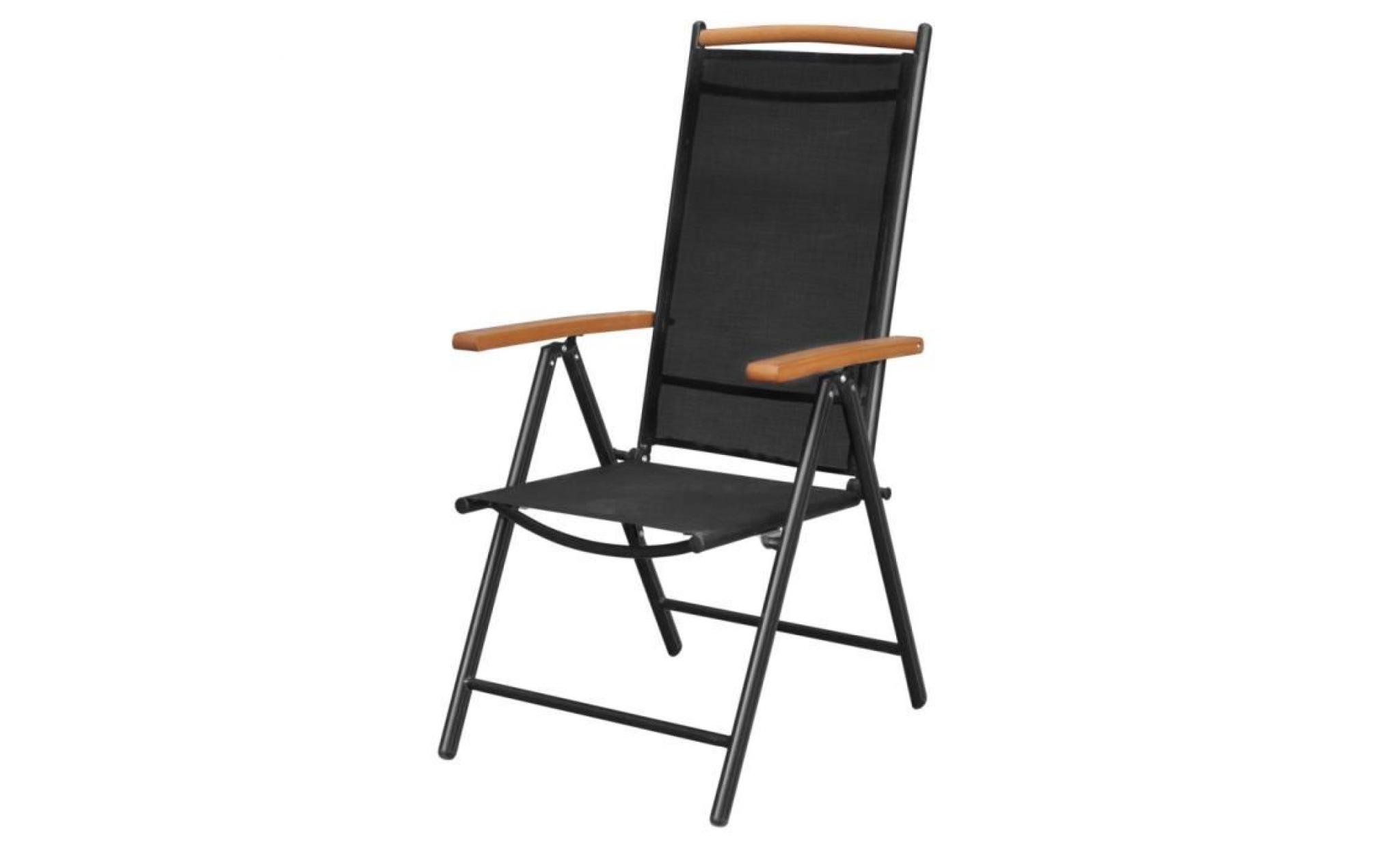 vidaxl chaises pliables 2 pcs 58x65x109 cm aluminium noir pas cher