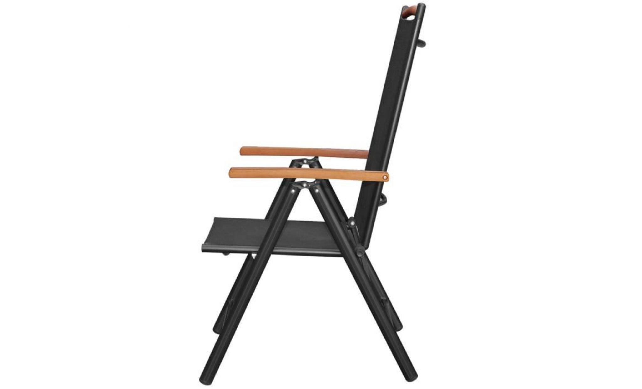 vidaxl chaises pliables 2 pcs 58x65x109 cm aluminium noir pas cher