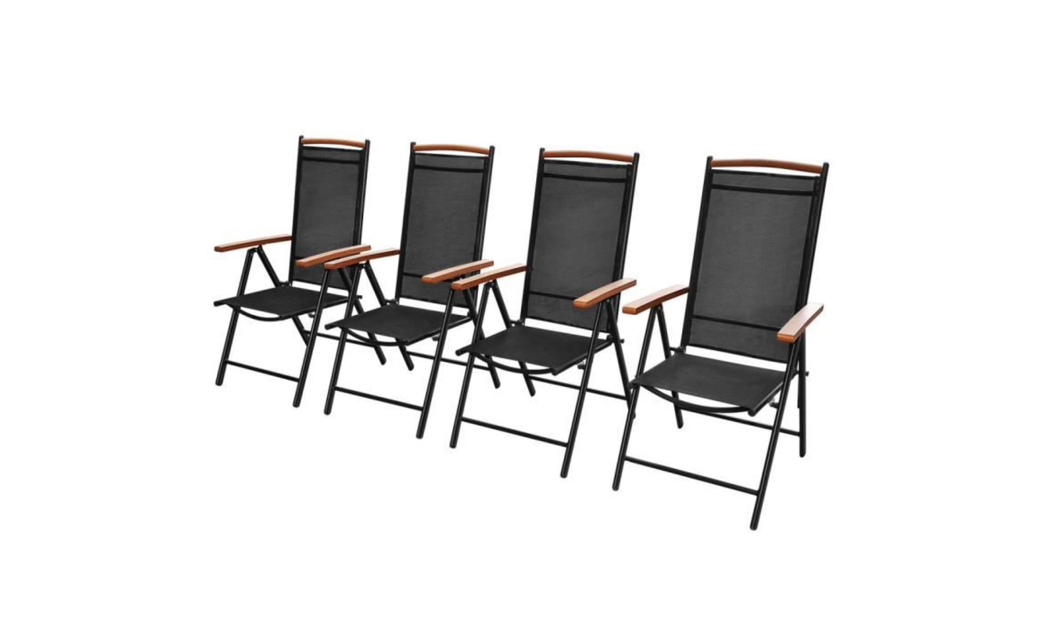 vidaxl chaises pliables de jardin 58x65x109 cm 4 pcs noir
