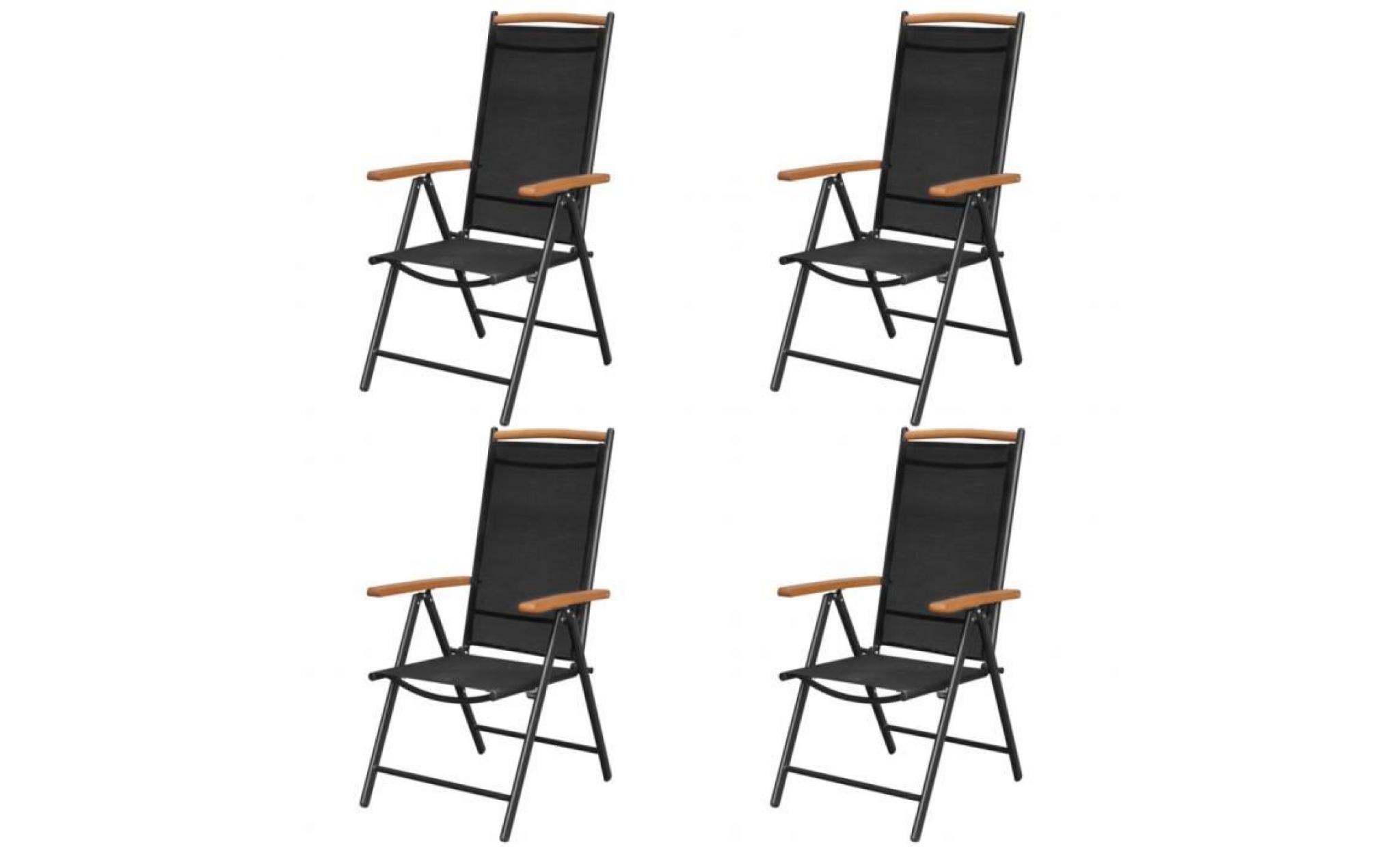 vidaxl chaises pliables de jardin 58x65x109 cm 4 pcs noir pas cher