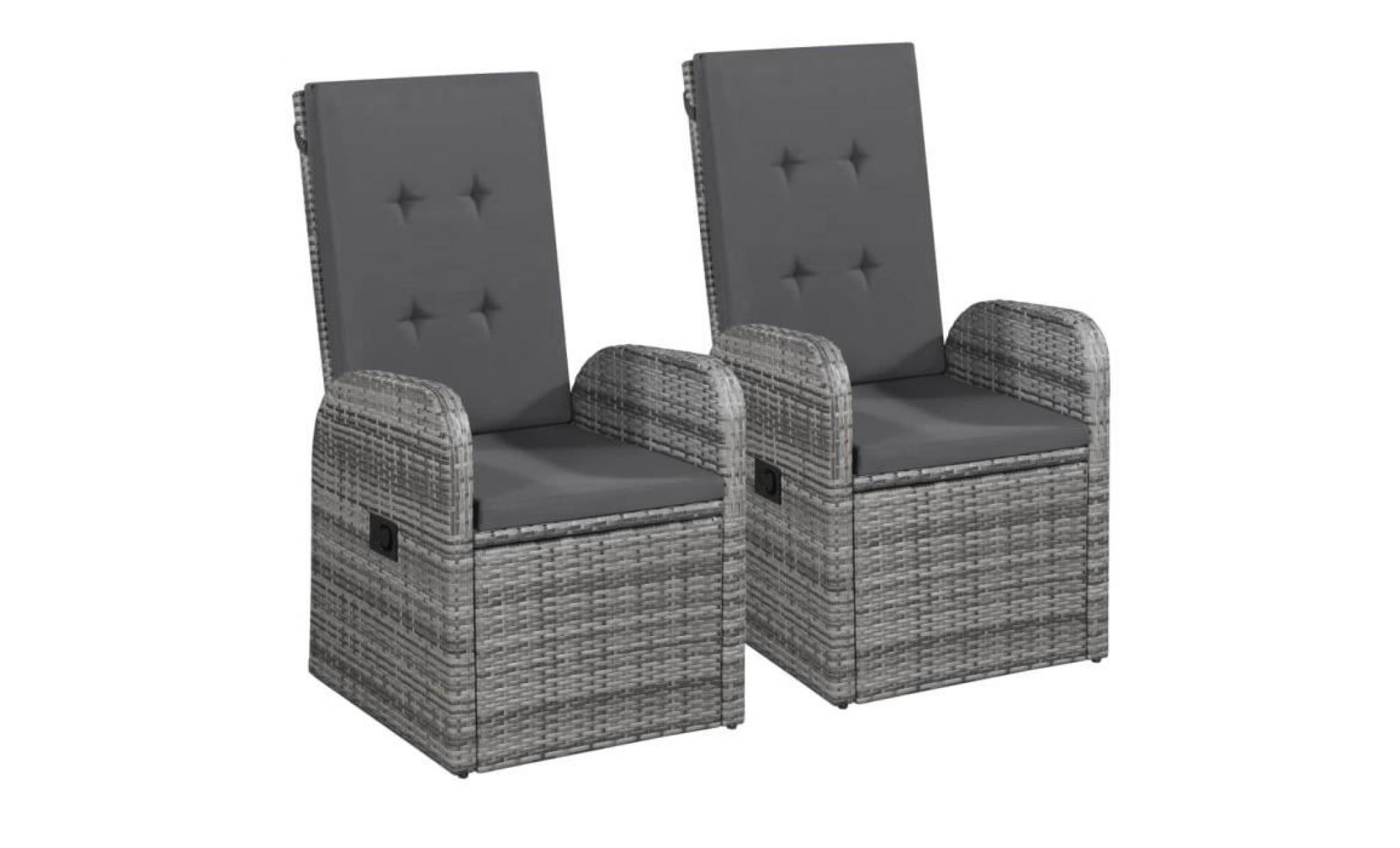 vidaxl fauteuil d'extérieur 2 pcs résine tressée 57 x 73 x 105 cm gris