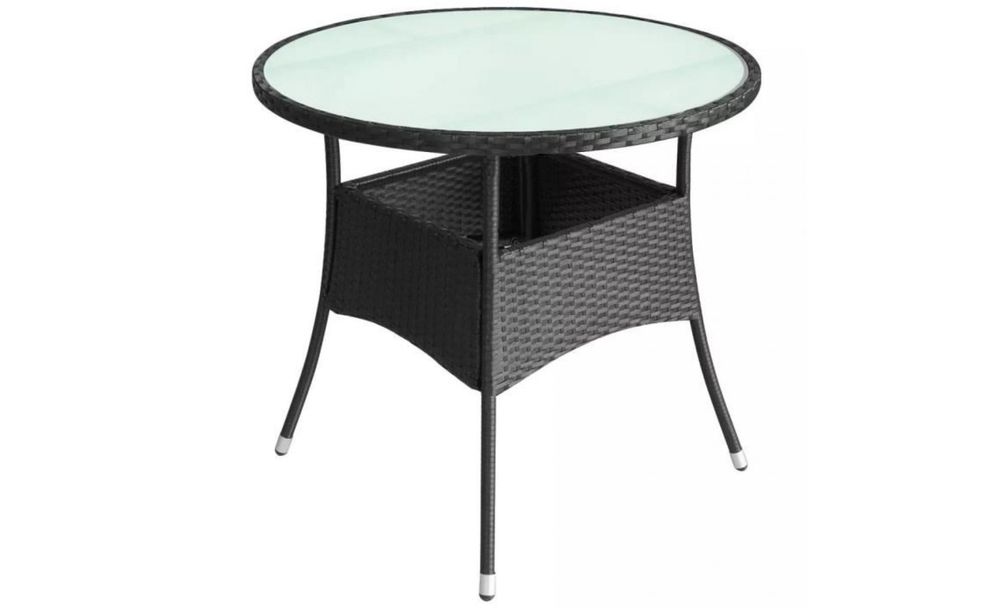 vidaxl table de jardin résine tressée 60 x 74 cm noir