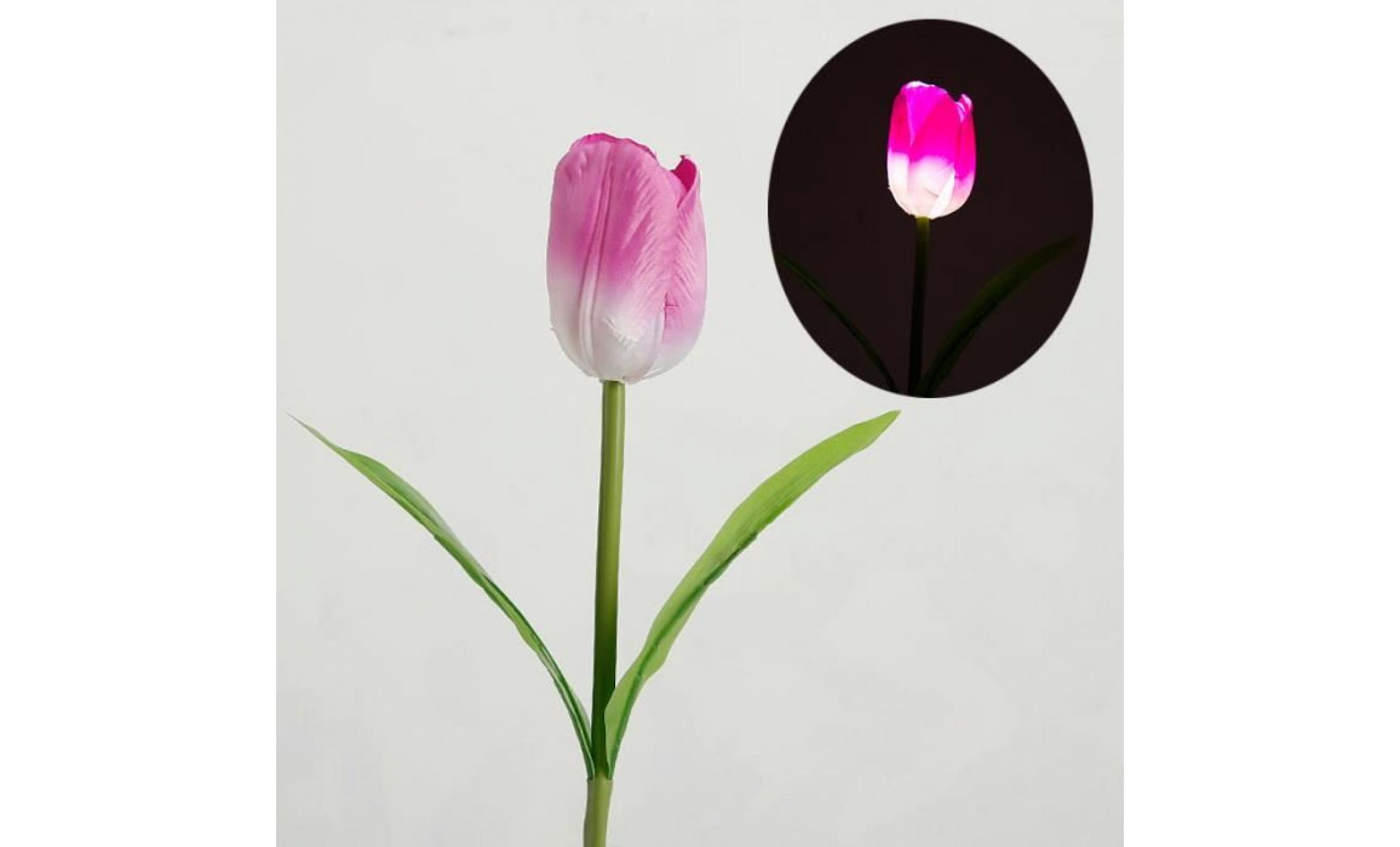 violet l'énergie solaire led fausse tulipe fleur jardin pieu paysage lampe extérieure cour décor de fête s'allume pas cher