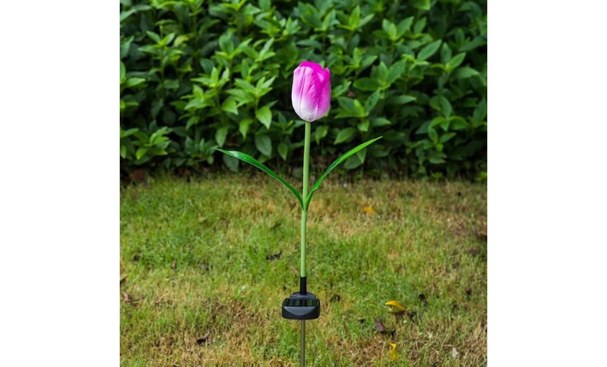 violet l'énergie solaire led fausse tulipe fleur jardin pieu paysage lampe extérieure cour décor de fête s'allume pas cher