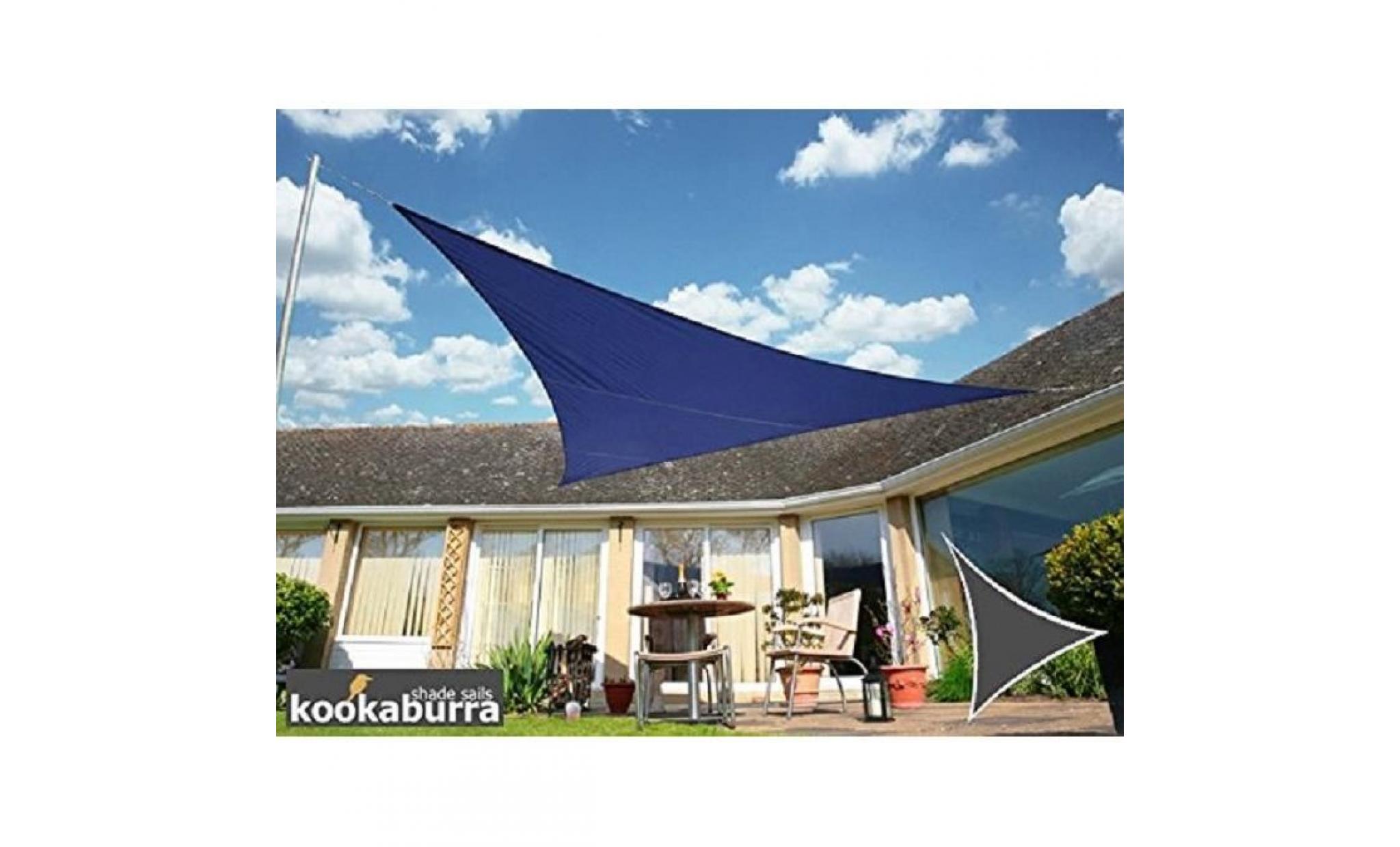 Voile d'Ombrage Bleu Triangle 5m - Déperlant - 140g/m2 - Kookaburra