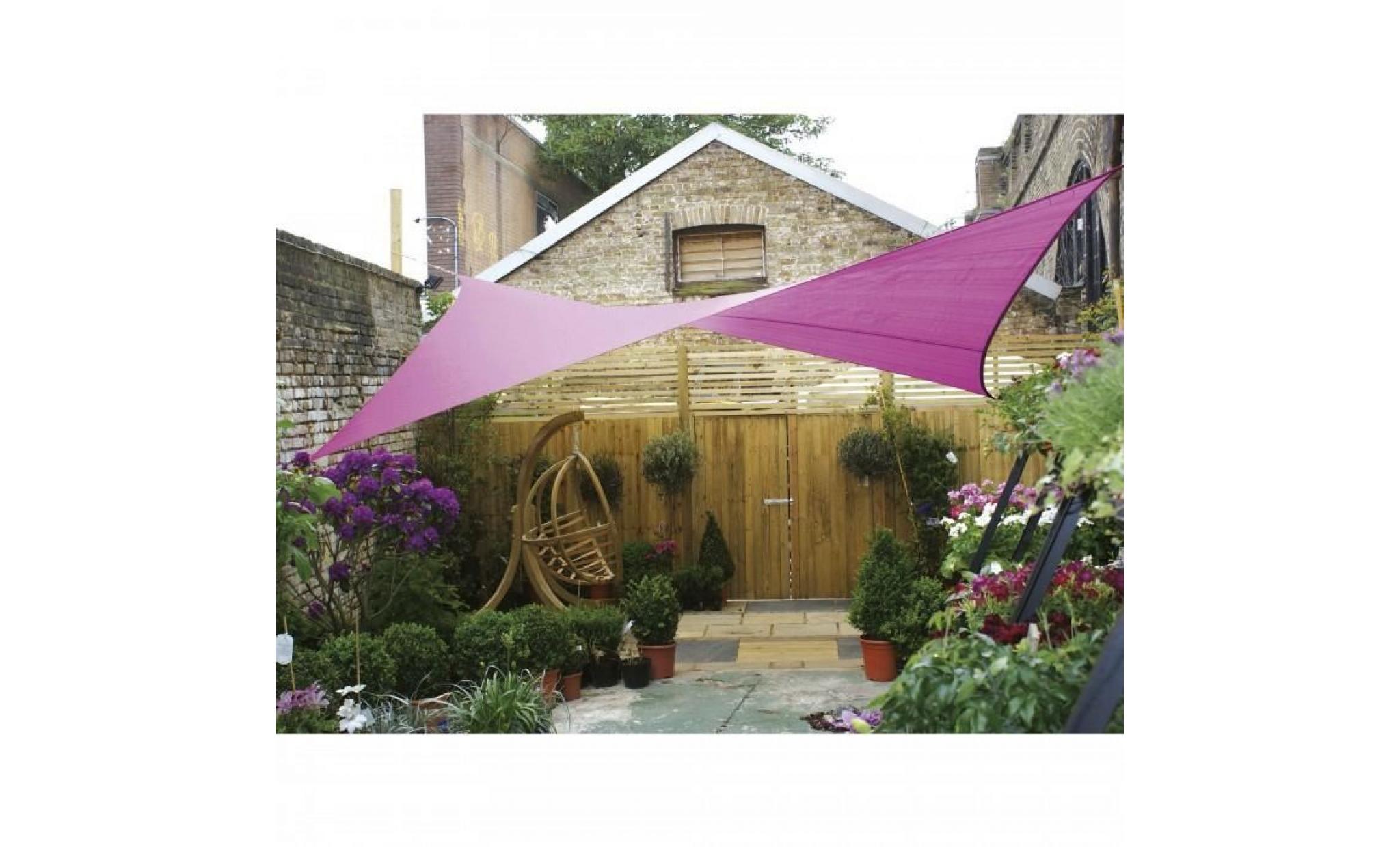 voile d'ombrage carree 3,6m, ideale pour votre jardin et vos terrasses. tres belle toile couleur rose en tissu aere hyd