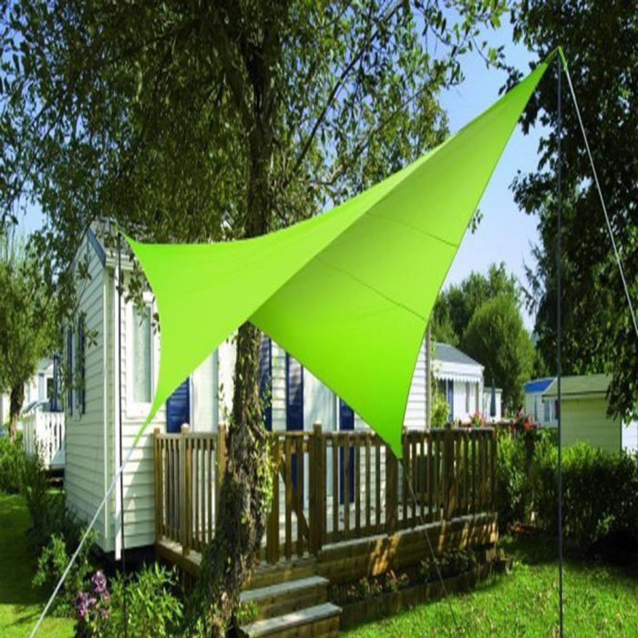 Voile d'ombrage Carrée Vert Anis en Polyester 200g-m² anti-UV, 360 x 360 cm avec kit de fixation