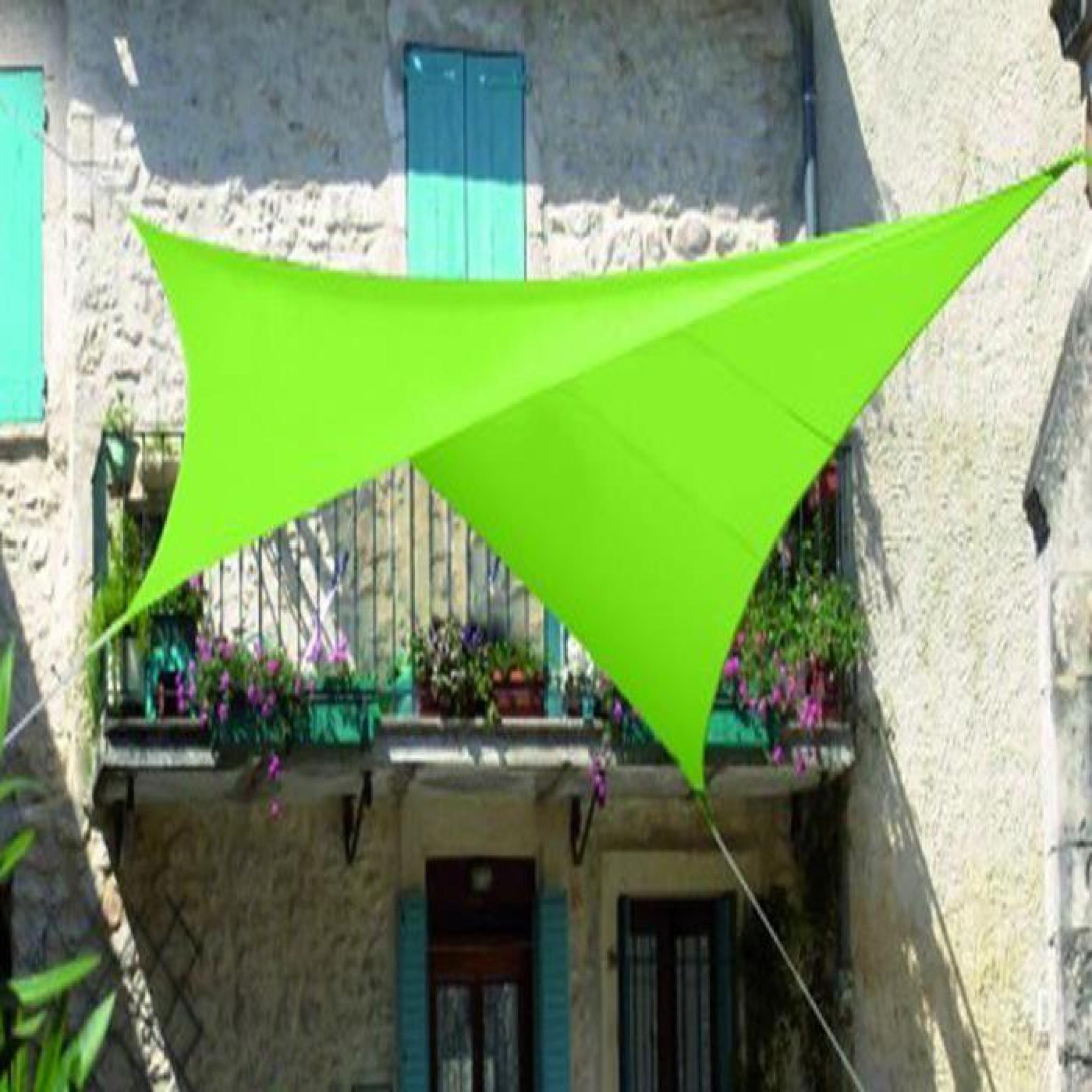 Voile d'ombrage Carrée Vert pomme en Polyester 200g-m² anti-UV, 360 x 360 cm avec kit de fixation