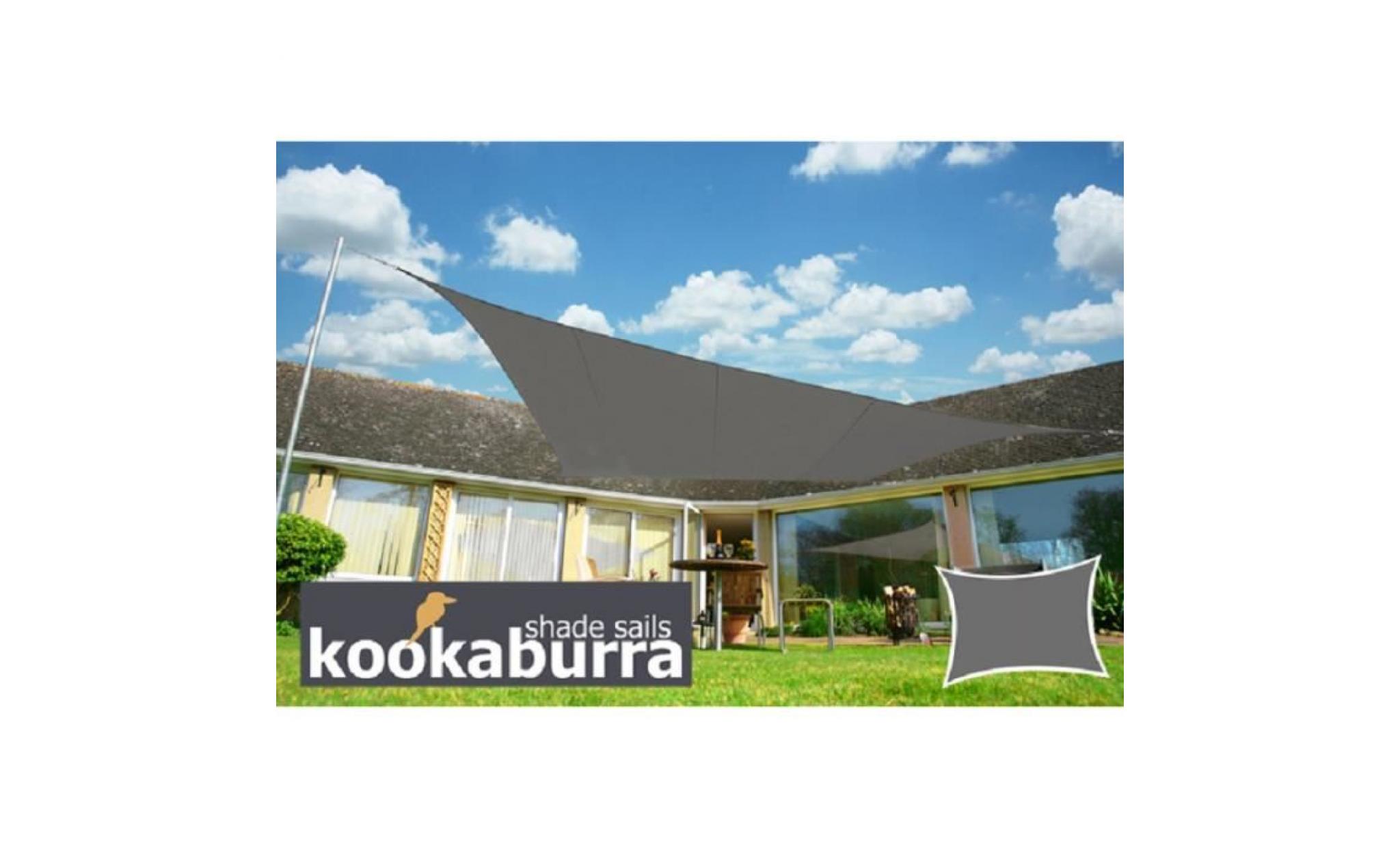 voile d'ombrage charbon rectangle 4x3m   déperlant   140g/m2   kookaburra