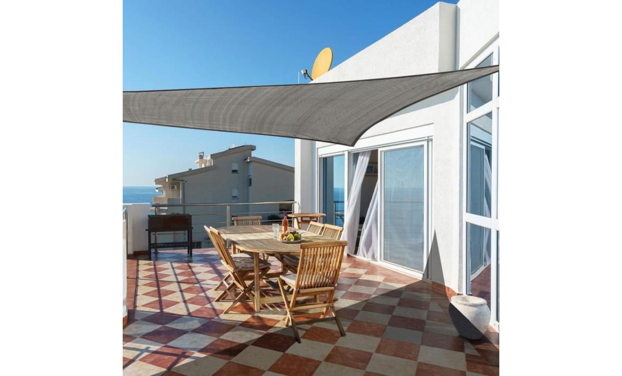 voile d'ombrage imperméable cool area   toile solaire triangulaire 3x3x3m pour jardin & terrasse   couleur gris pas cher