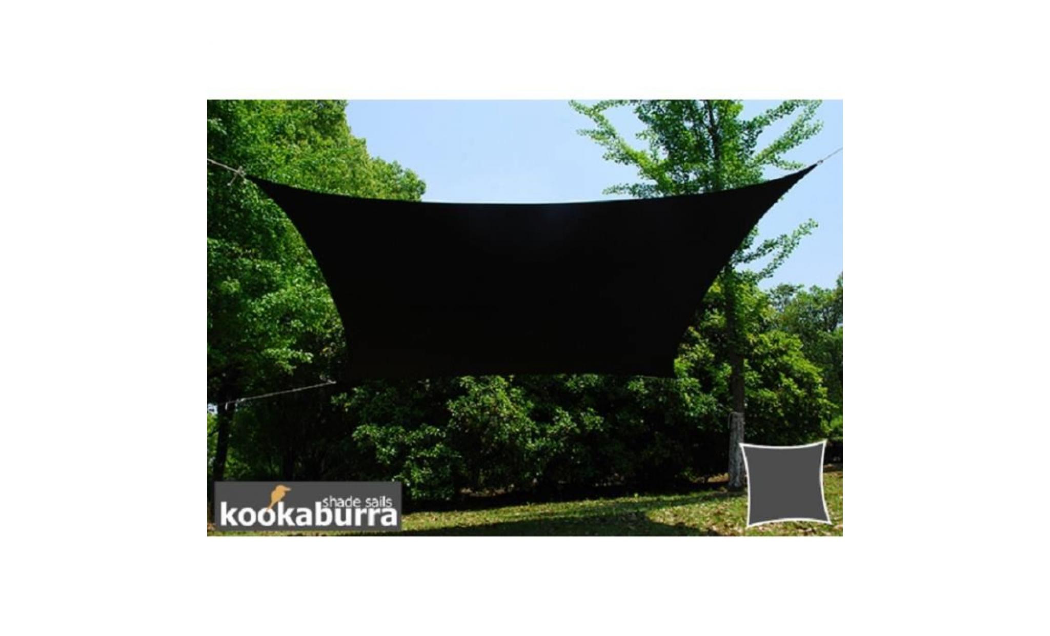 voile d'ombrage noir rectangle 4x3m   imperméable   160g/m2   kookaburra