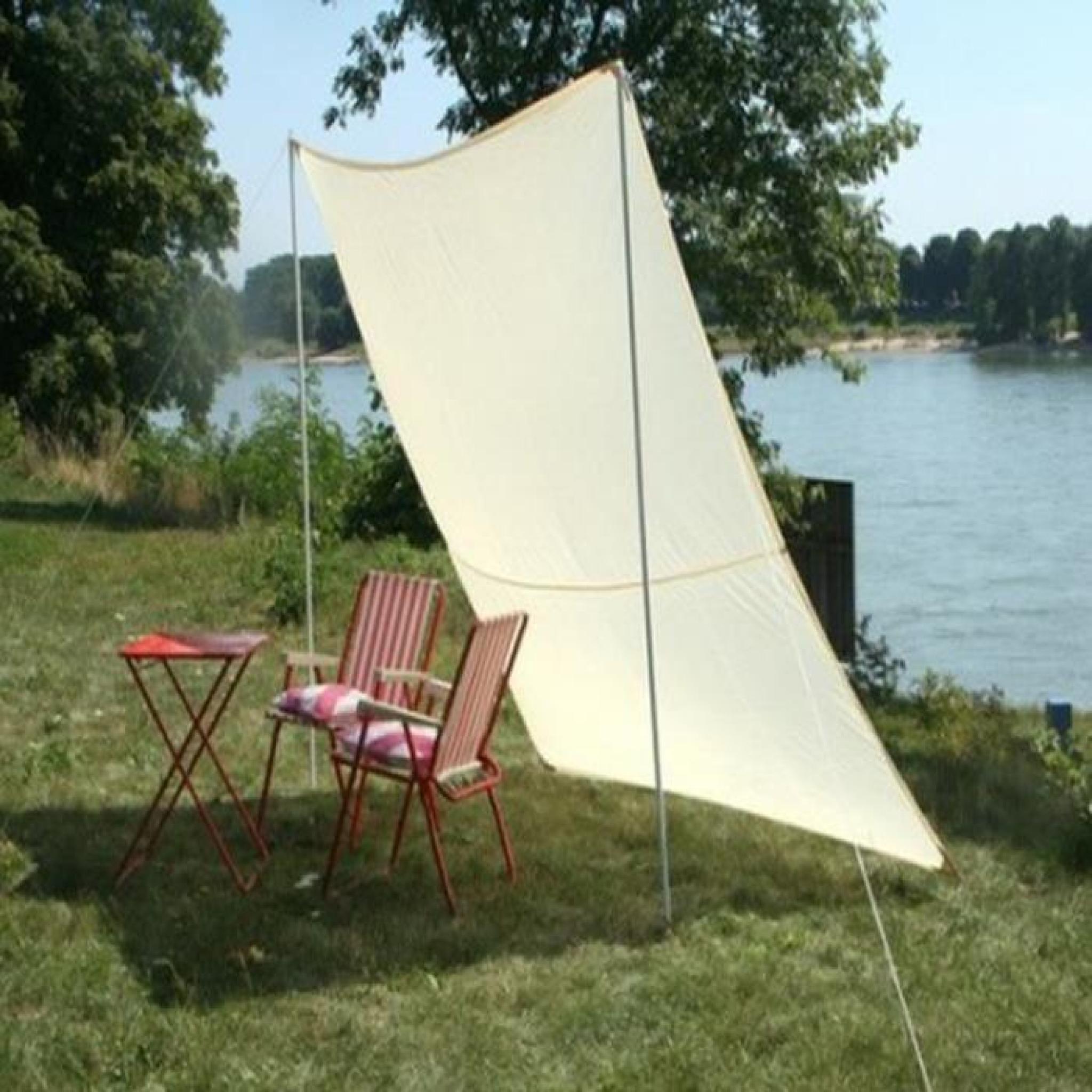 Voile d'ombrage nomade rectangulaire Sable en Nylon de 120 grs-m², 3 x 2.50 m