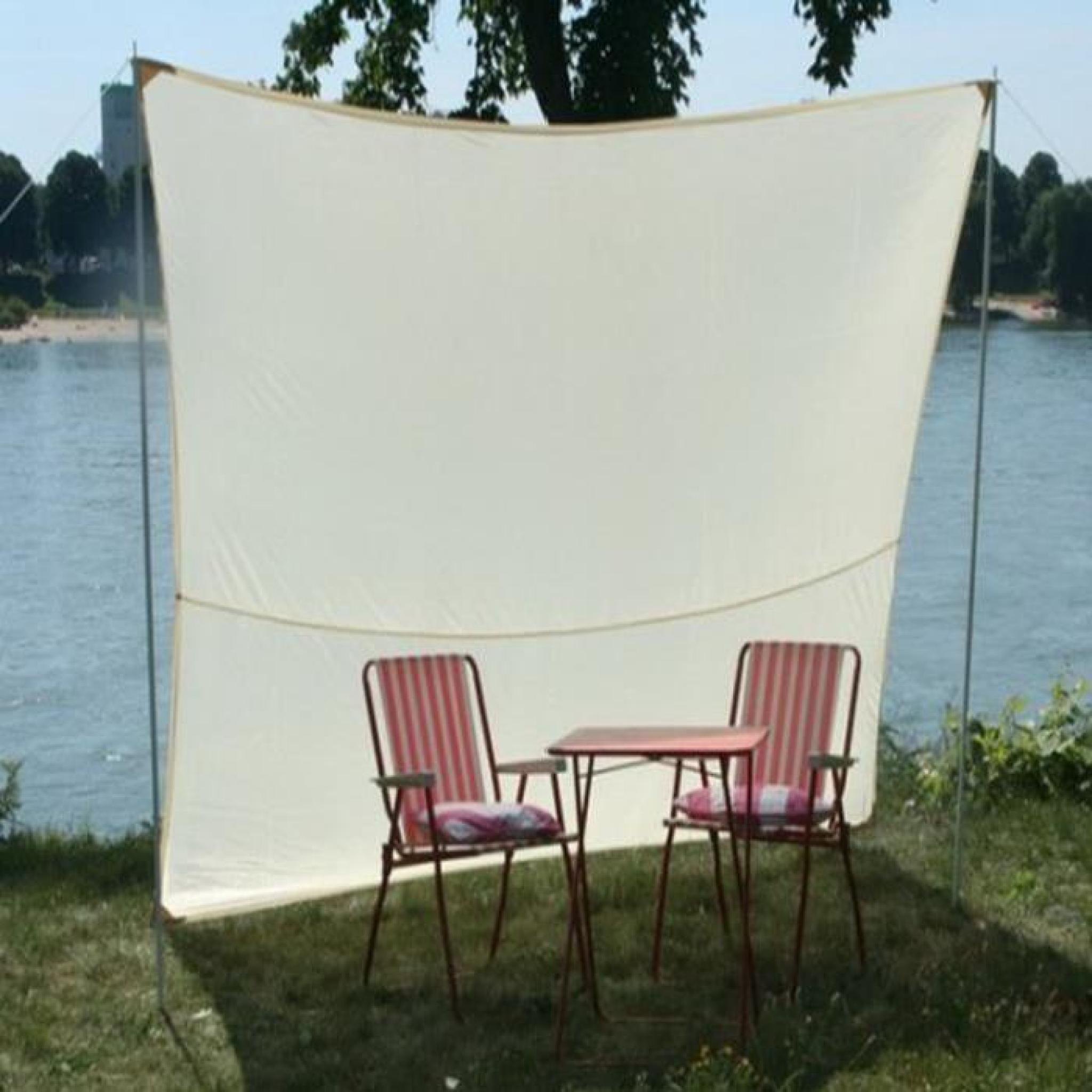 Voile d'ombrage nomade rectangulaire Sable en Nylon de 120 grs-m², 3 x 2.50 m pas cher