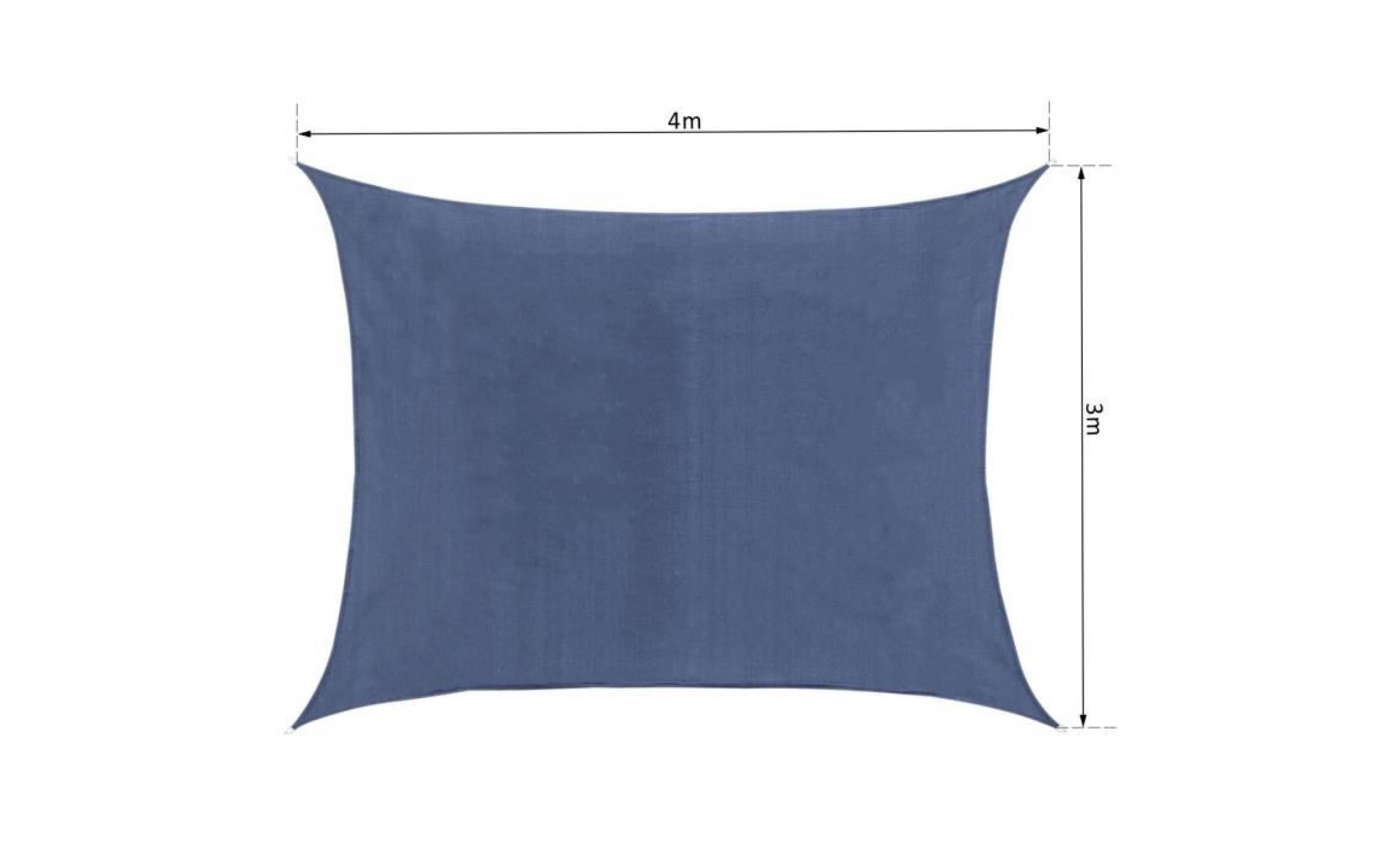 voile d'ombrage rectangulaire 4l x 3l m polyester imperméabilisé haute densité 185 g/m² bleu 600x400x1cm bleu pas cher