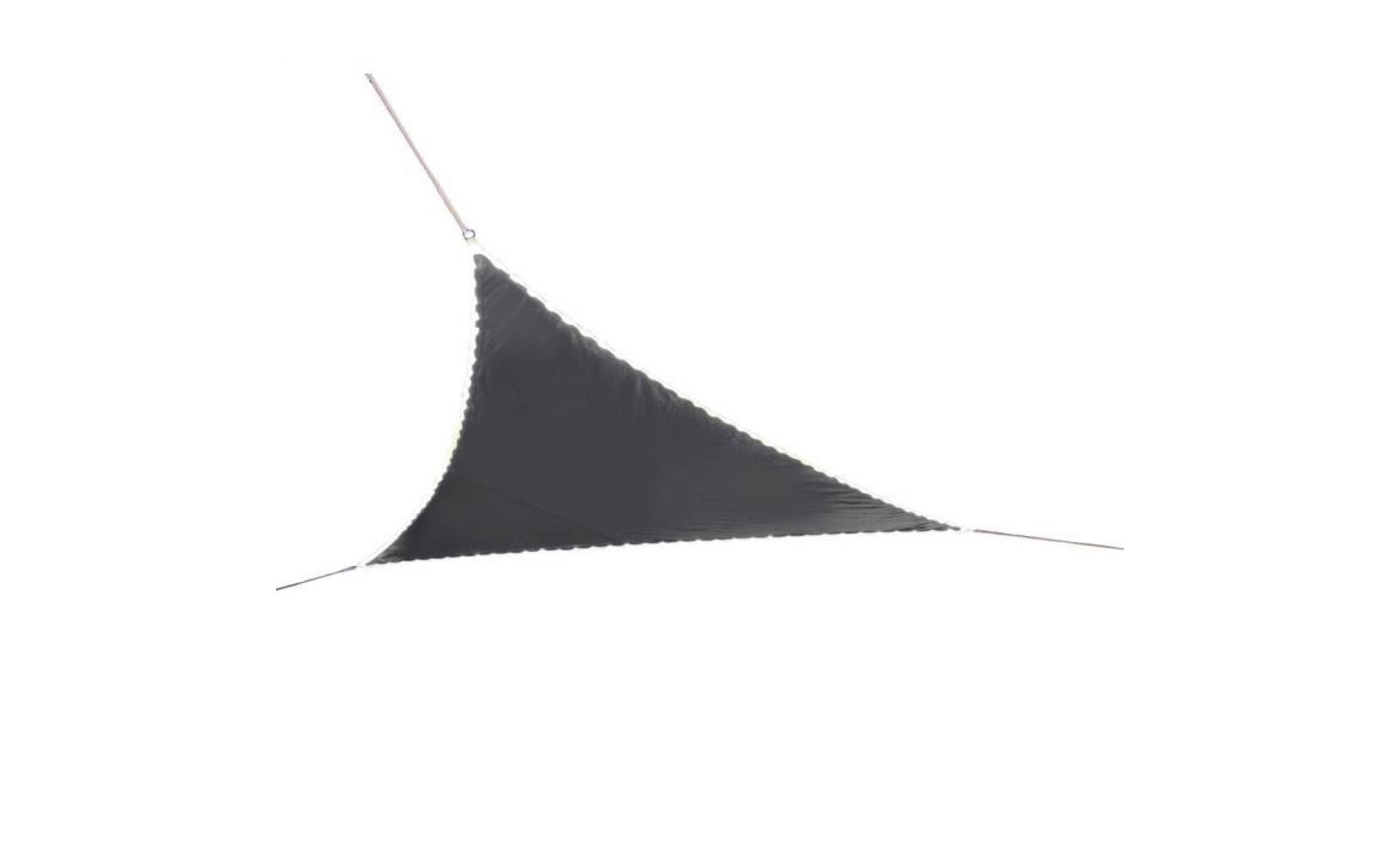 voile d'ombrage suspendu triangulaire avec led solaires intégrés   3,60 m de côté   ardoise