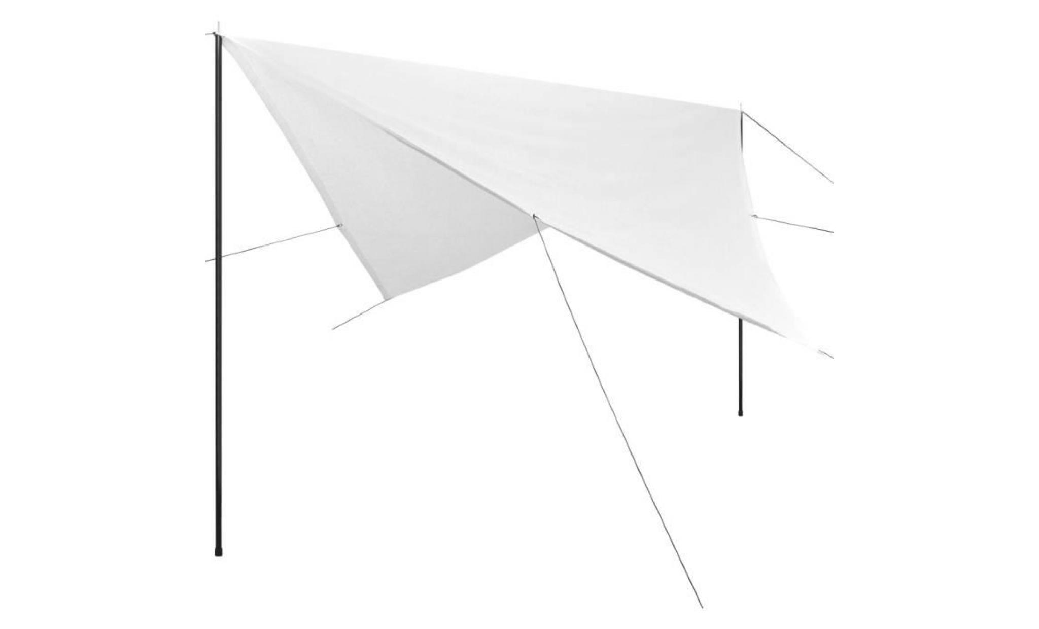 voile d'ombrage tarp avec poteaux hdpe carré pour jardin terrasse blanc