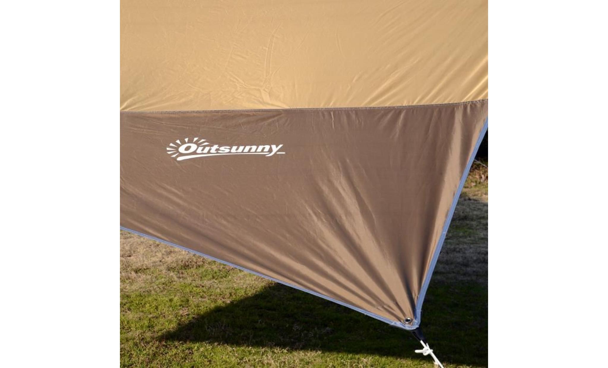 voile d’ombrage toile de camping 5,6l x 5,5l m polyester haute densité 190t imperméable marron doré 84 pas cher