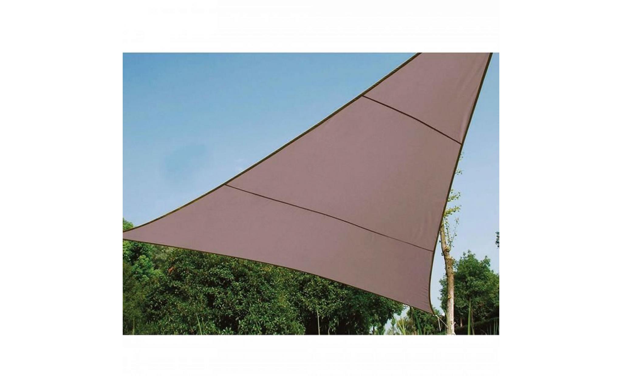 voile d'ombrage triangle 5 m, ideale pour votre jardin et vos terrasses. tres belle toile couleur taupe en tissu aere h