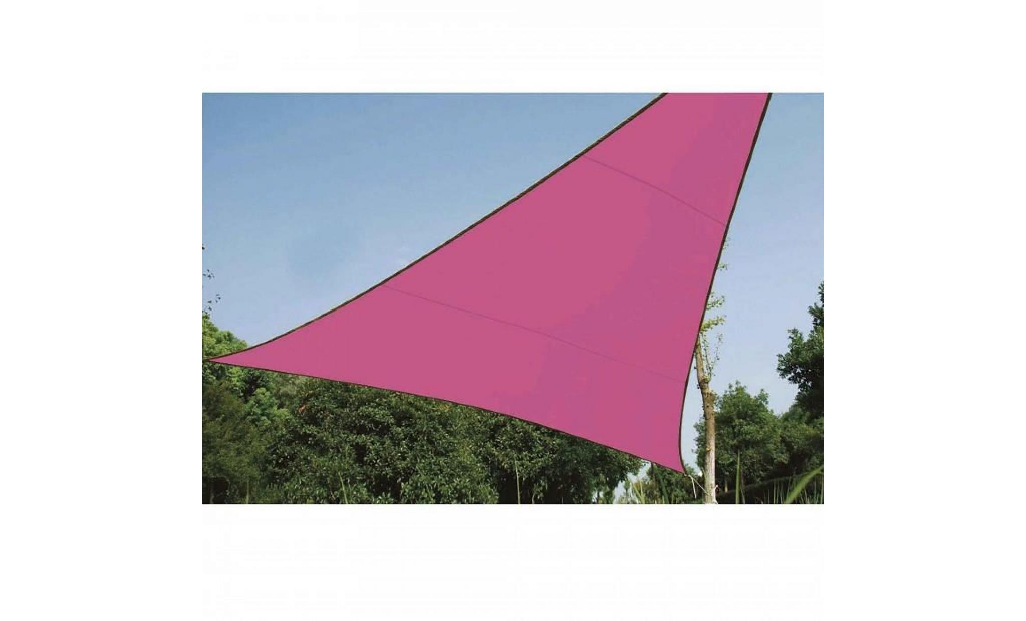 voile d'ombrage triangle 5m, ideale pour votre jardin et vos terrasses. tres belle toile couleur rose en tissu aere hyd