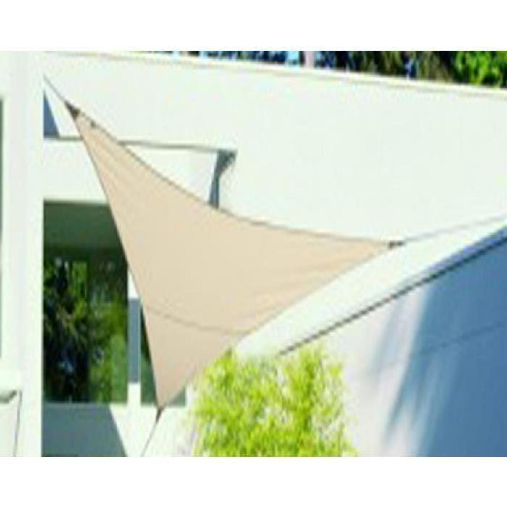 Voile d'ombrage triangulaire Sable en Polyester 200g-m² anti-UV, 500 cm x 500 cm x 500 cm avec kit de fixation